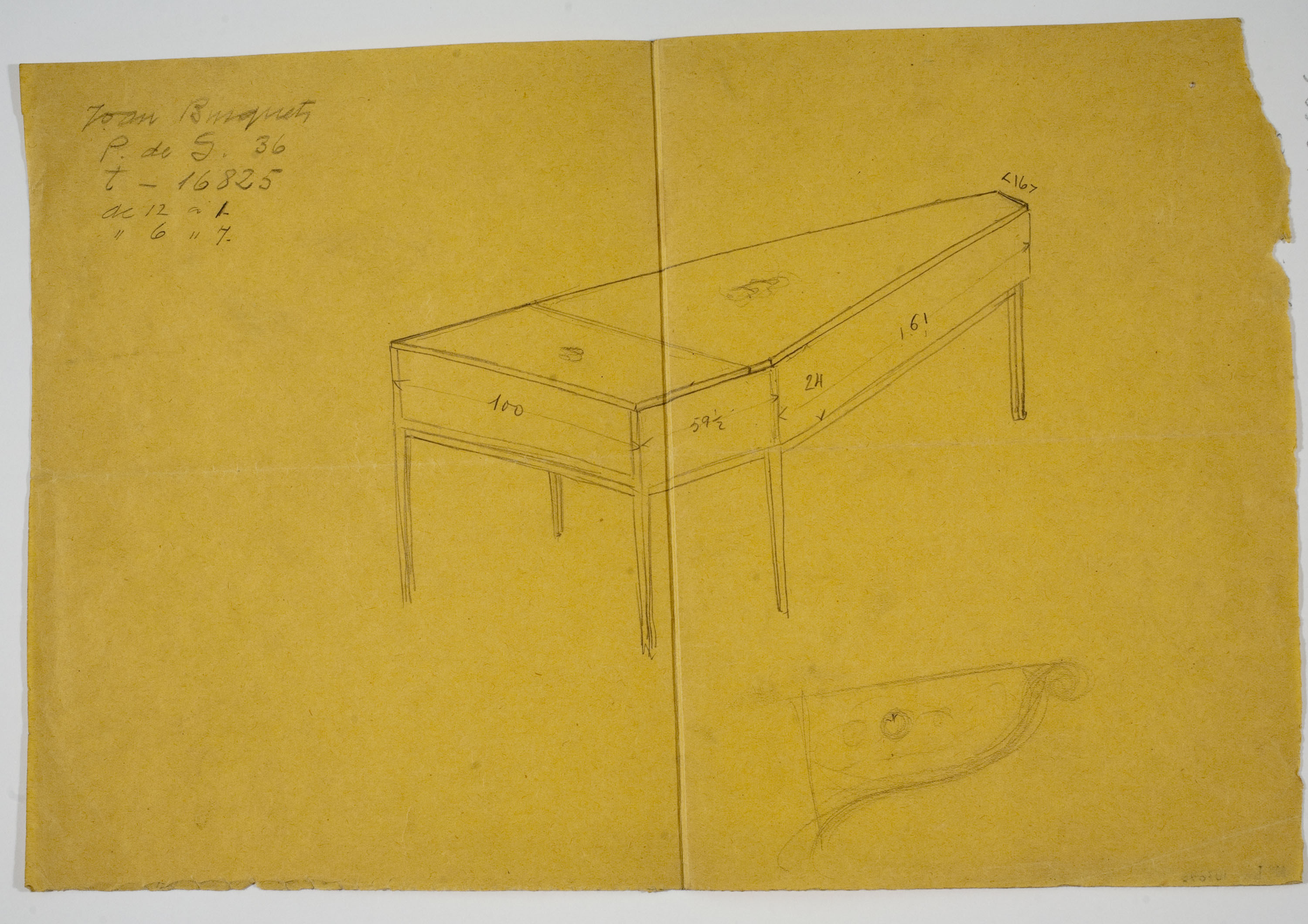 Xavier Nogués - Projecte no realitzat per a la decoració d'un piano de cua (anvers) / Croquis inconcret (revers) - Segon quart del segle XX