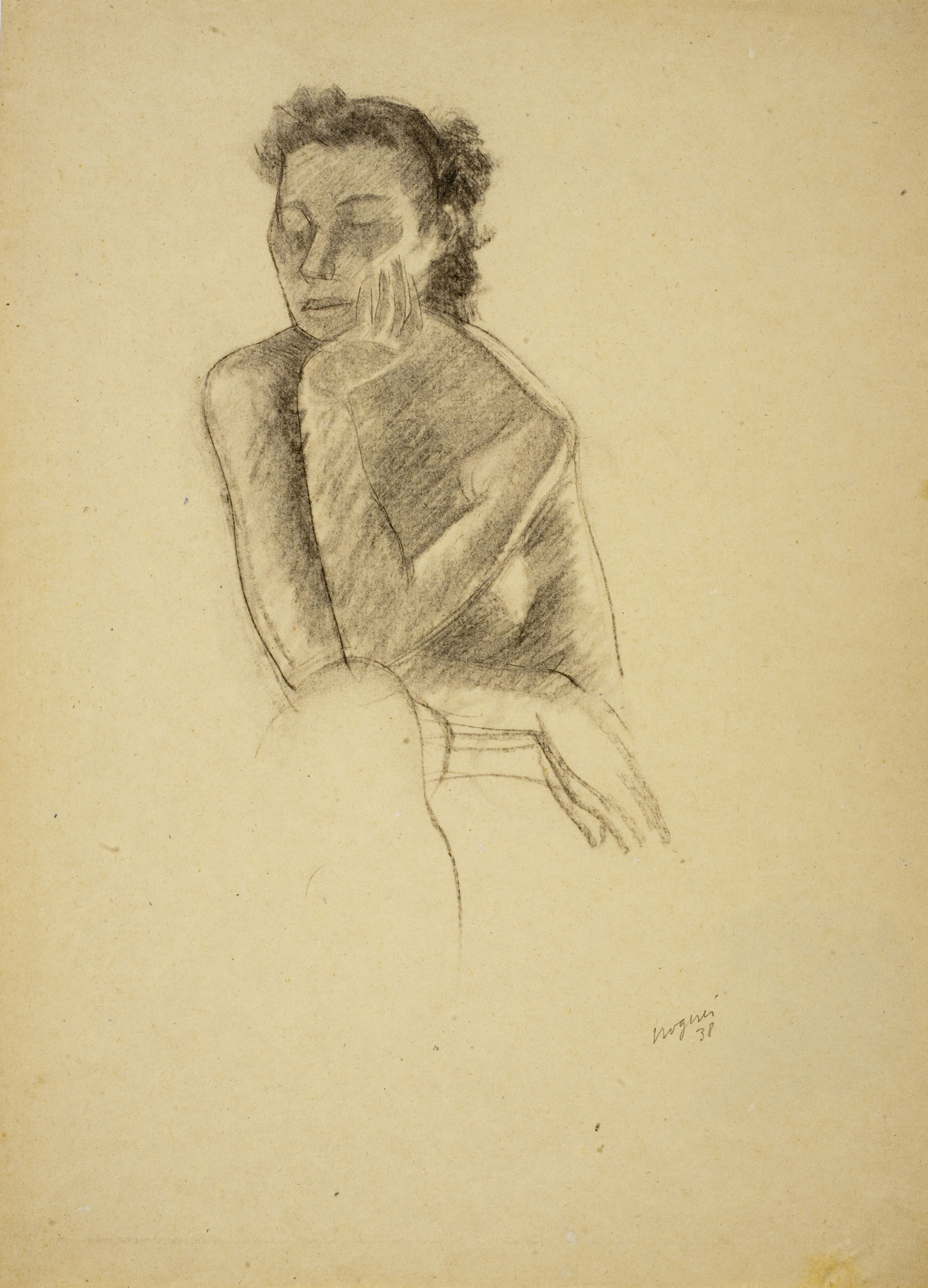 Xavier Nogués - Dona asseguda (anvers) / Cap de dona (revers) - 1938 (anvers)