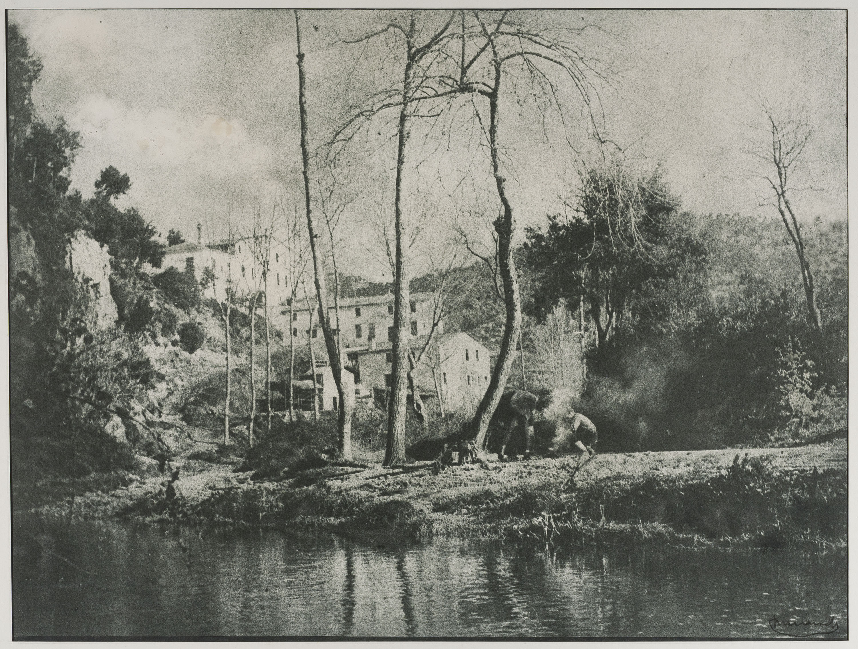 image for: Josep Maria Casals i Ariet - Paisatge amb cases i riu - No datat