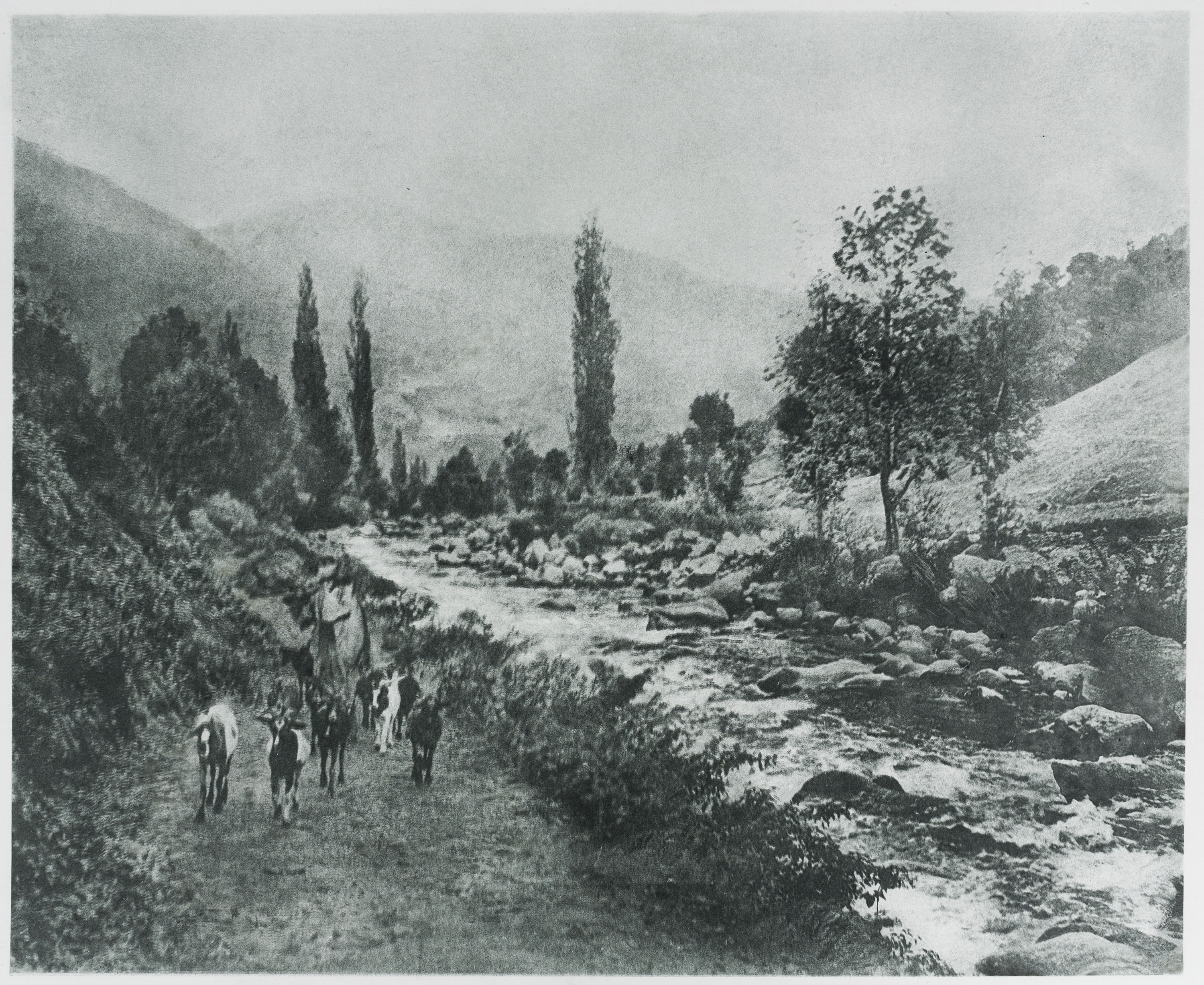 image for: Josep Maria Casals i Ariet - Paisatge amb riu, pastor i cabres - No datat