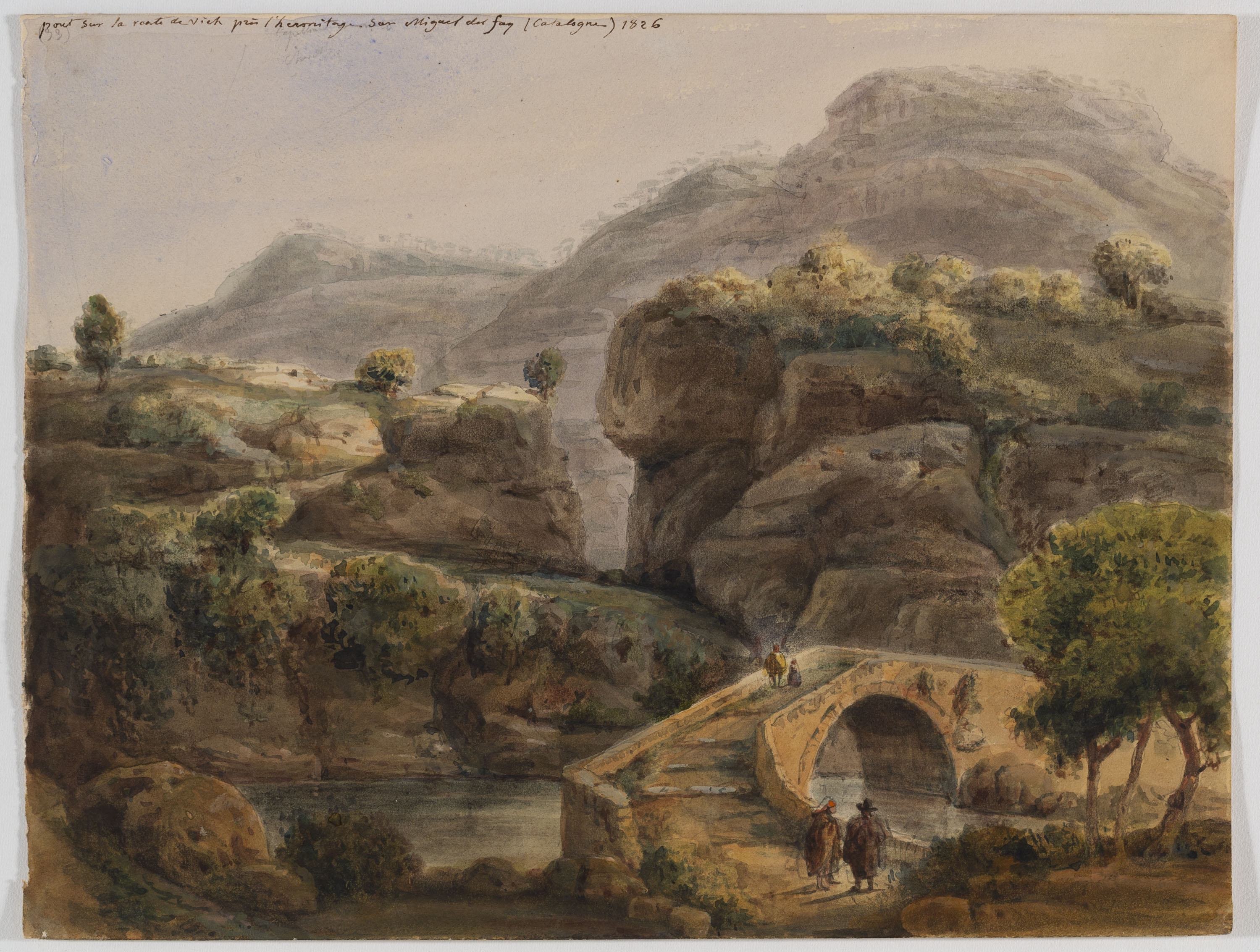 image for: Adolphe Hedwige Alphonse Delamare - Pont sobre el riu Rossinyol a Sant Miquel del Fai - 1826