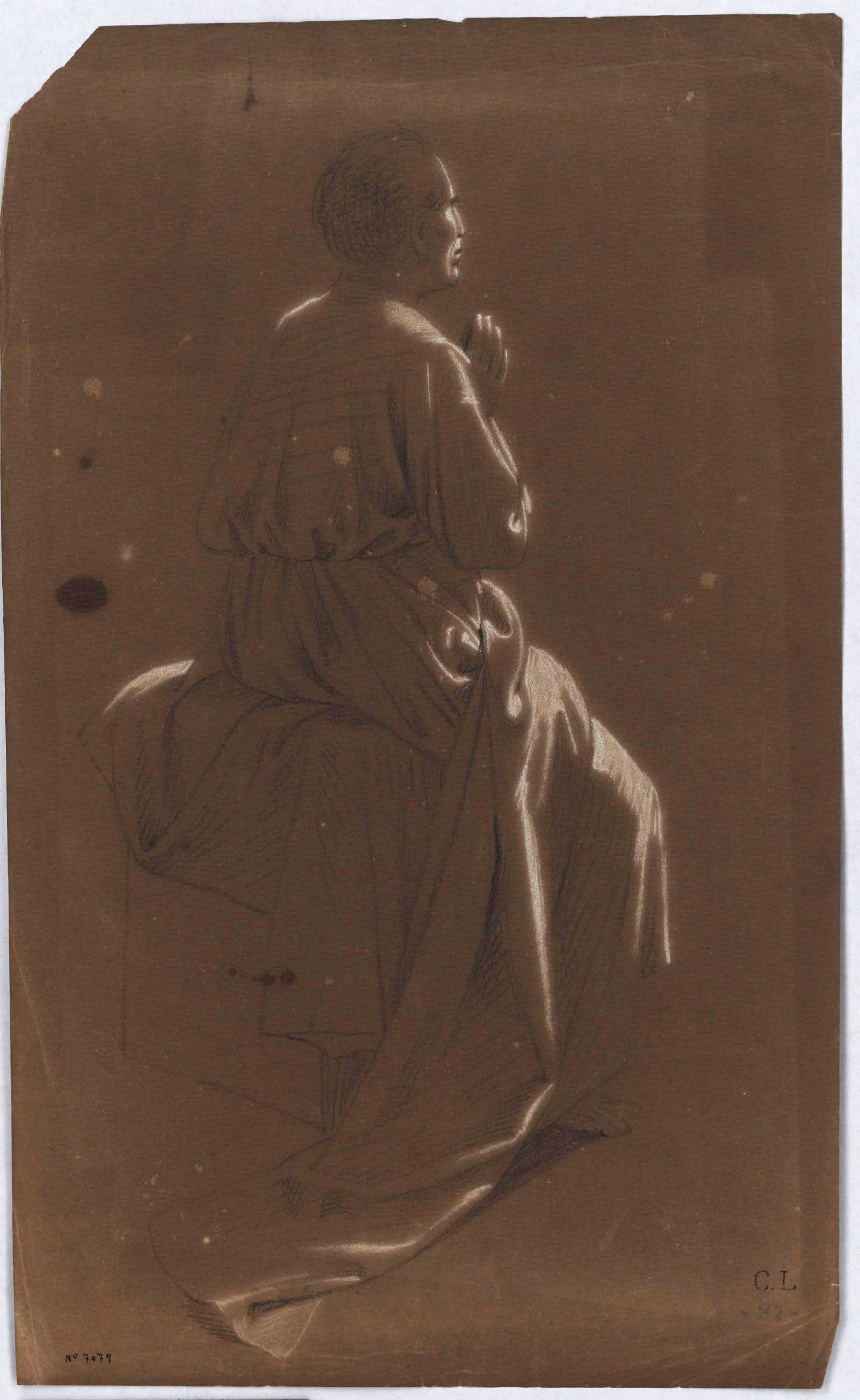 image for: Claudi Lorenzale - Home vestit amb hàbit i assegut sobre un pedrís - Cap a 1850-1870