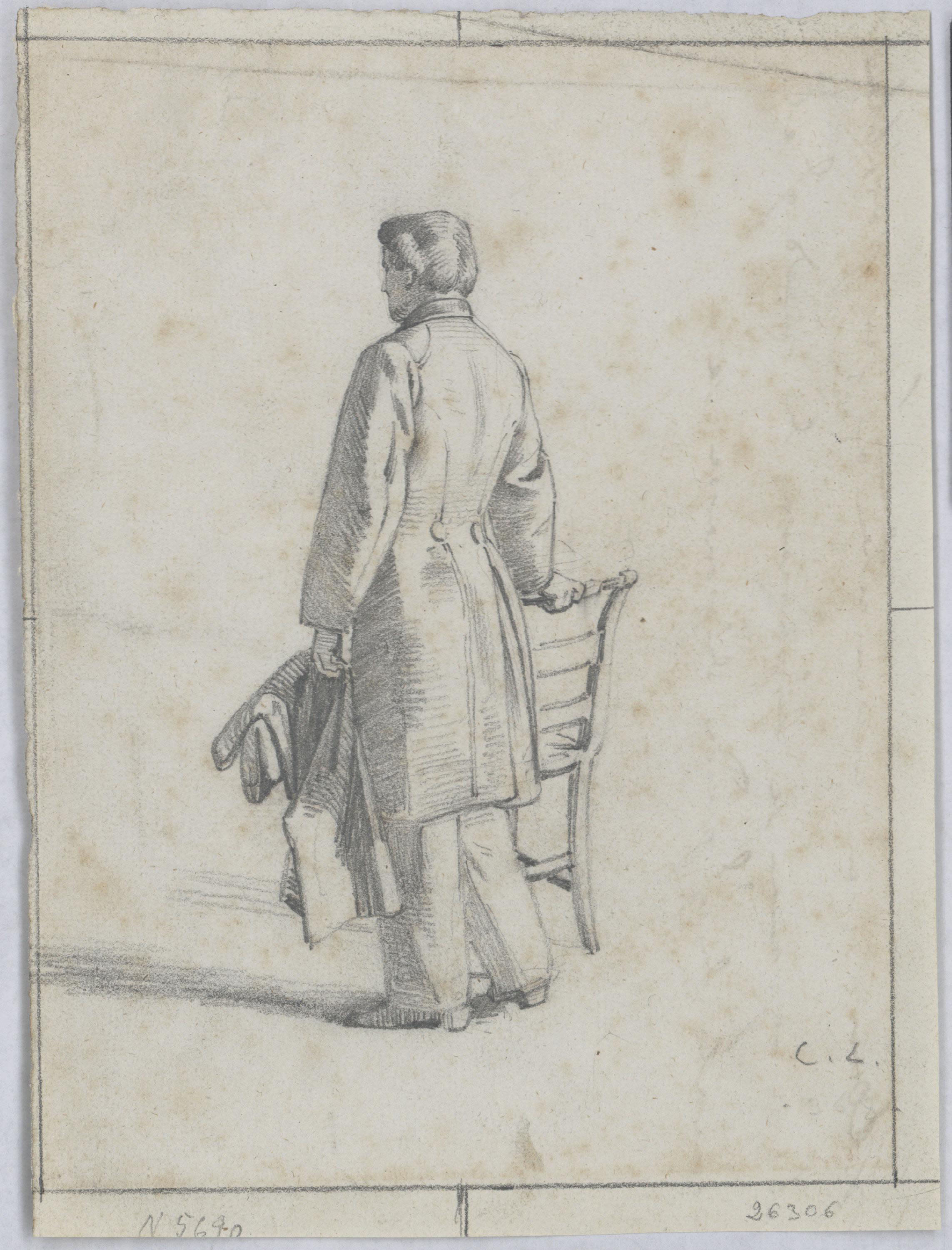 image for: Claudi Lorenzale - Home vestit amb jaqué d'esquena - Cap a 1850-1860