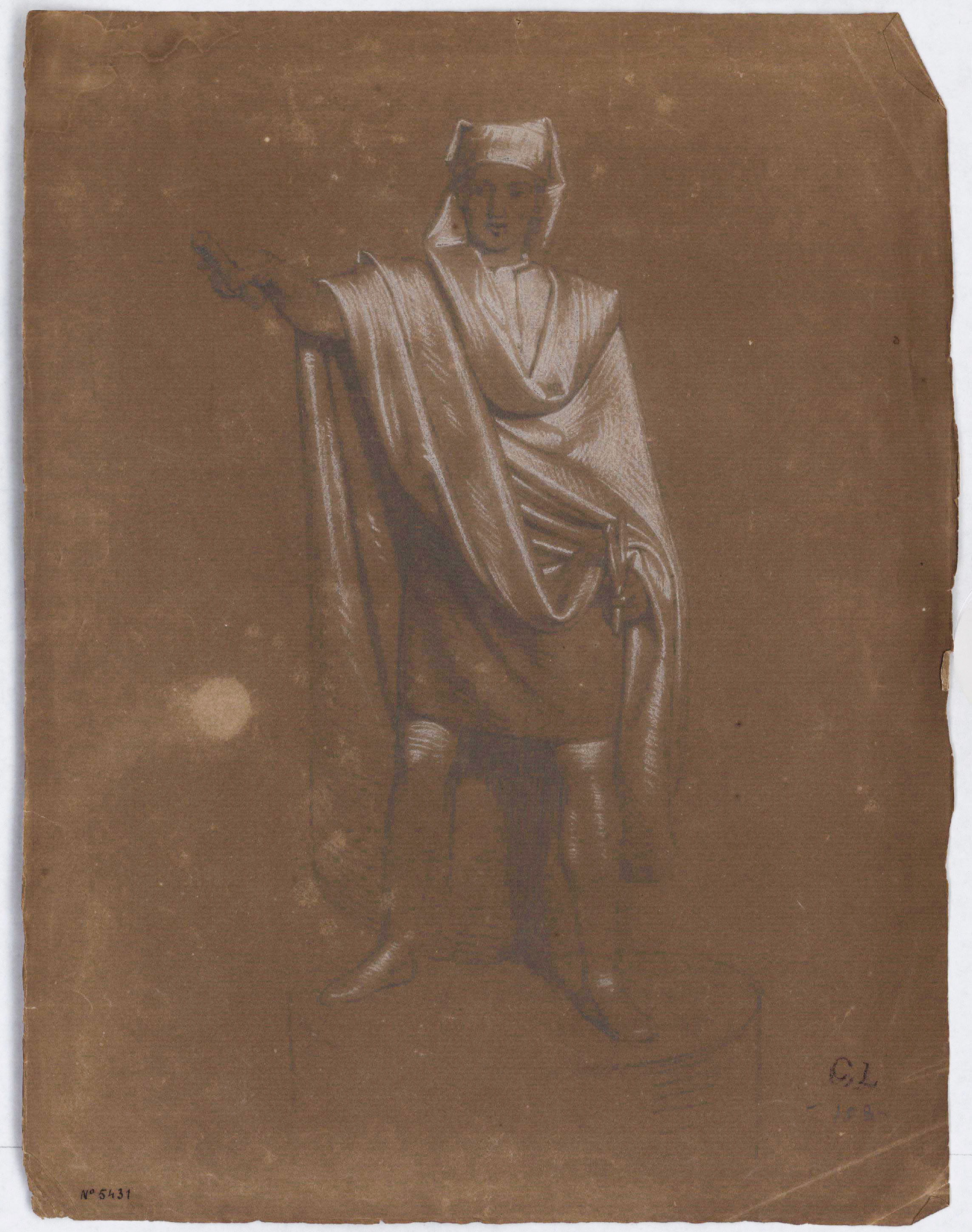 image for: Claudi Lorenzale - Home vestit amb indumentària medieval - Cap a 1850-1870