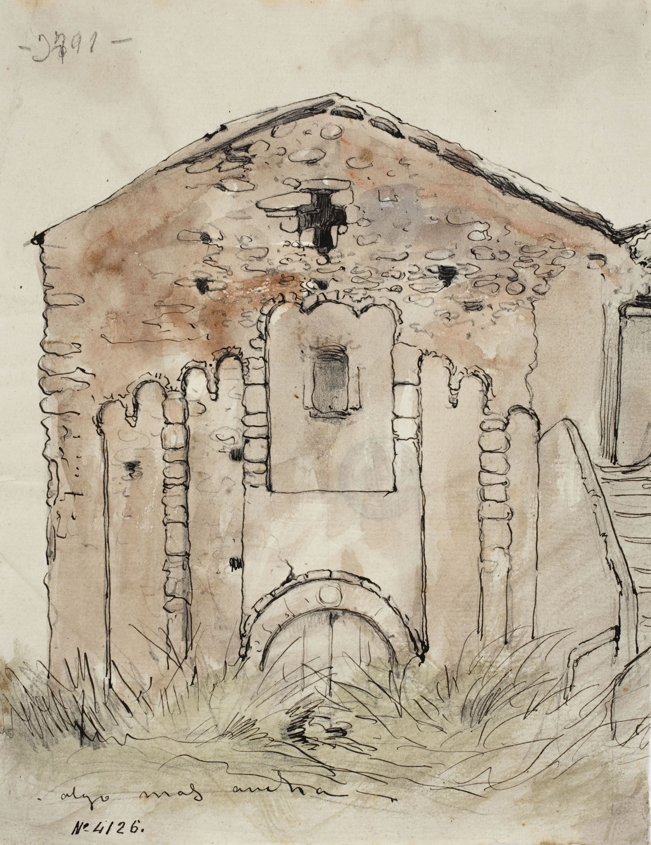 image for: Modest Urgell - Façana d'església romànica - Cap a 1884