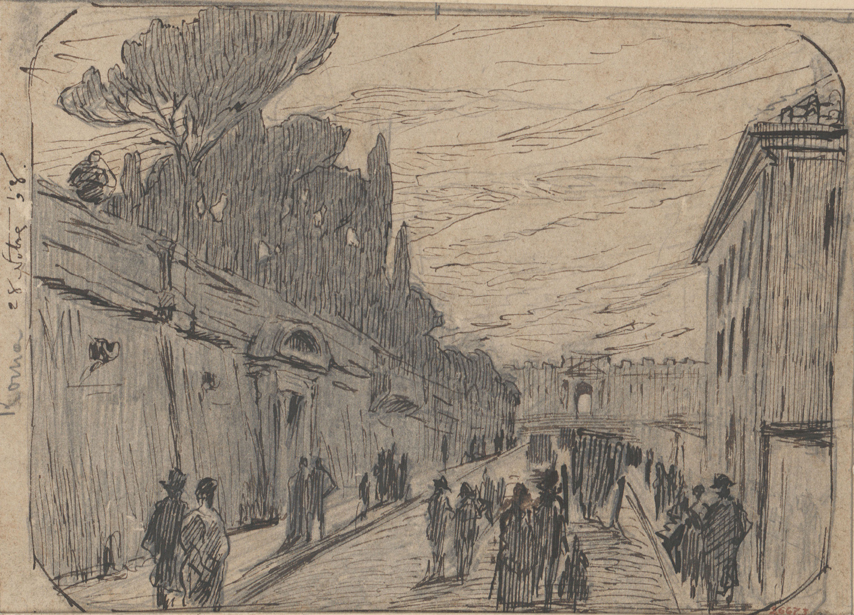 image for: Josep Lluís Pellicer - Un carrer de Roma - 1858 (?)