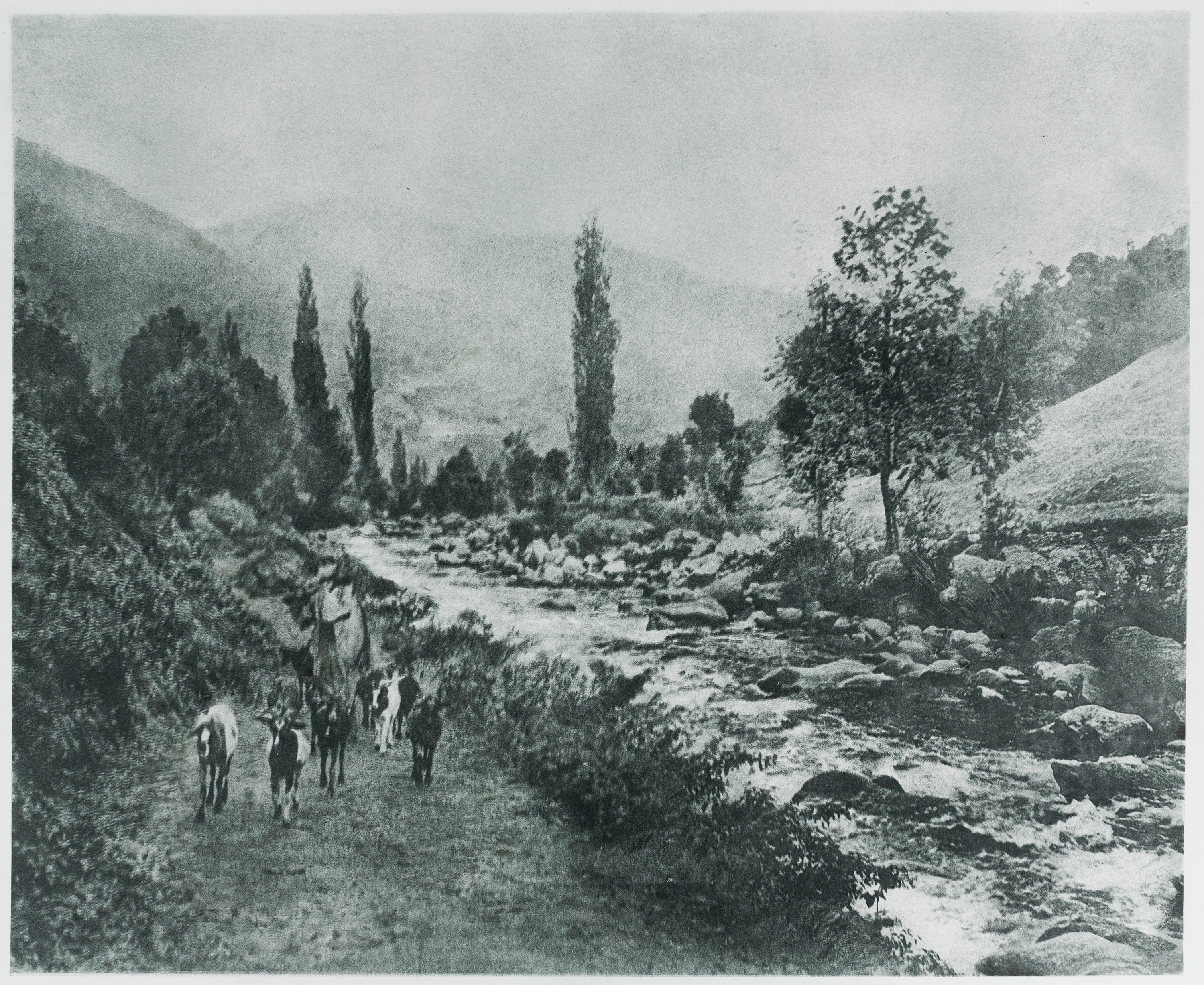 image for: Josep Maria Casals i Ariet - Paisatge amb riu, pastor i cabres - No datat