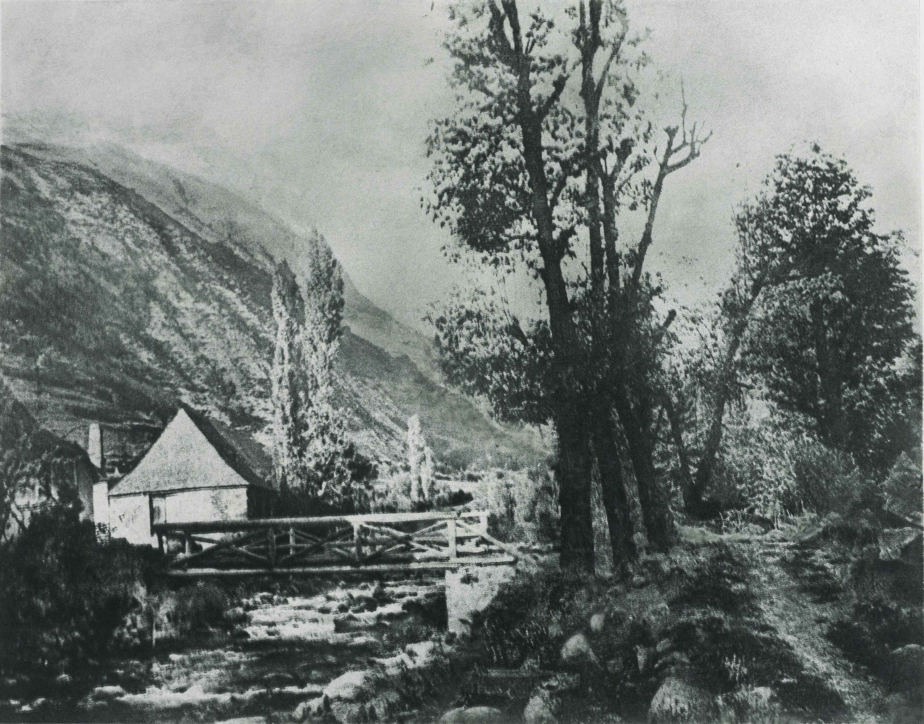 image for: Josep Maria Casals i Ariet - Paisatge amb riu i pont - No datat