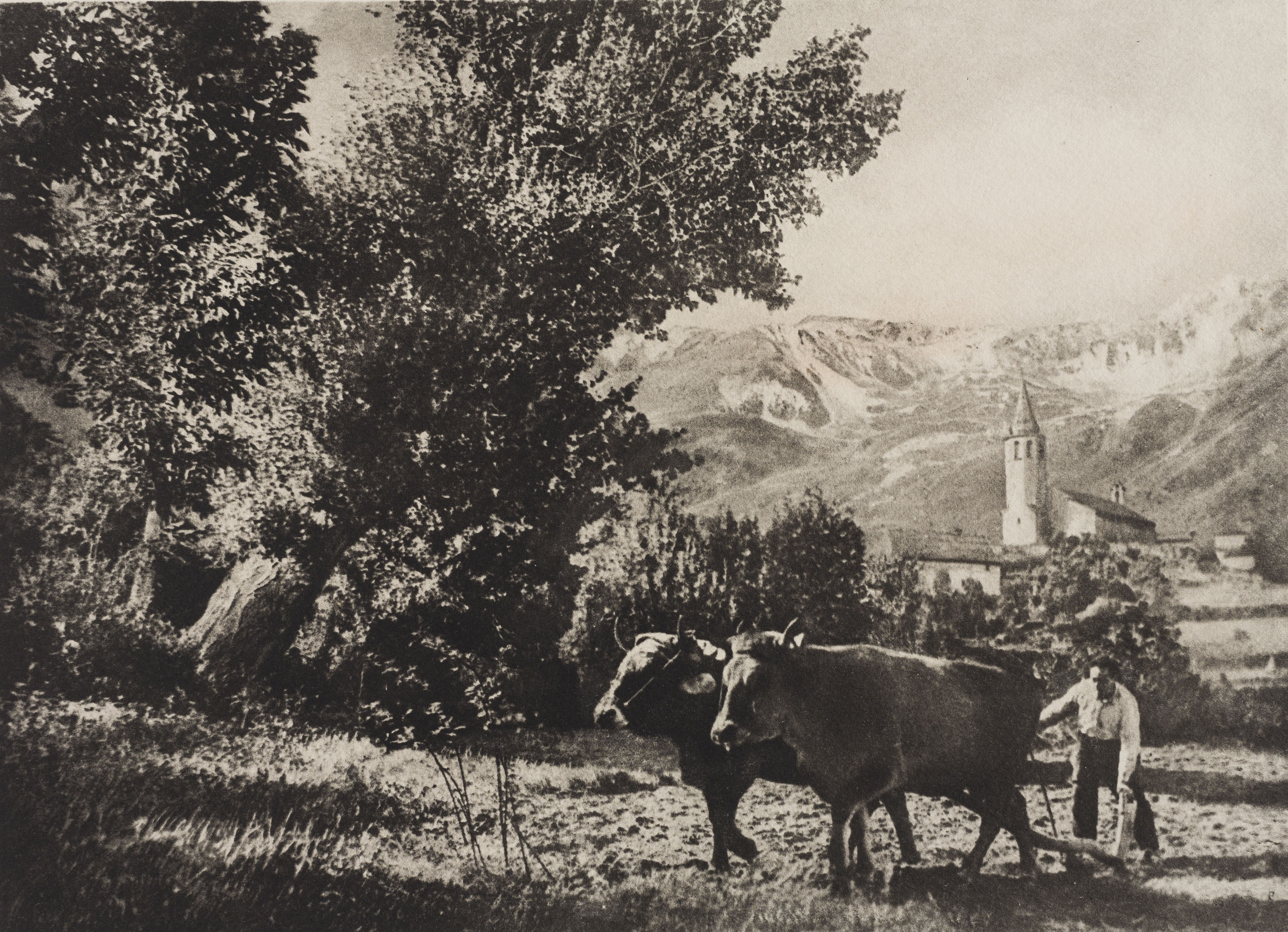 Josep Maria Casals i Ariet - Paisatge amb home llaurant - No datat image for: Josep Maria Casals i Ariet - Paisatge amb home llaurant - No datat