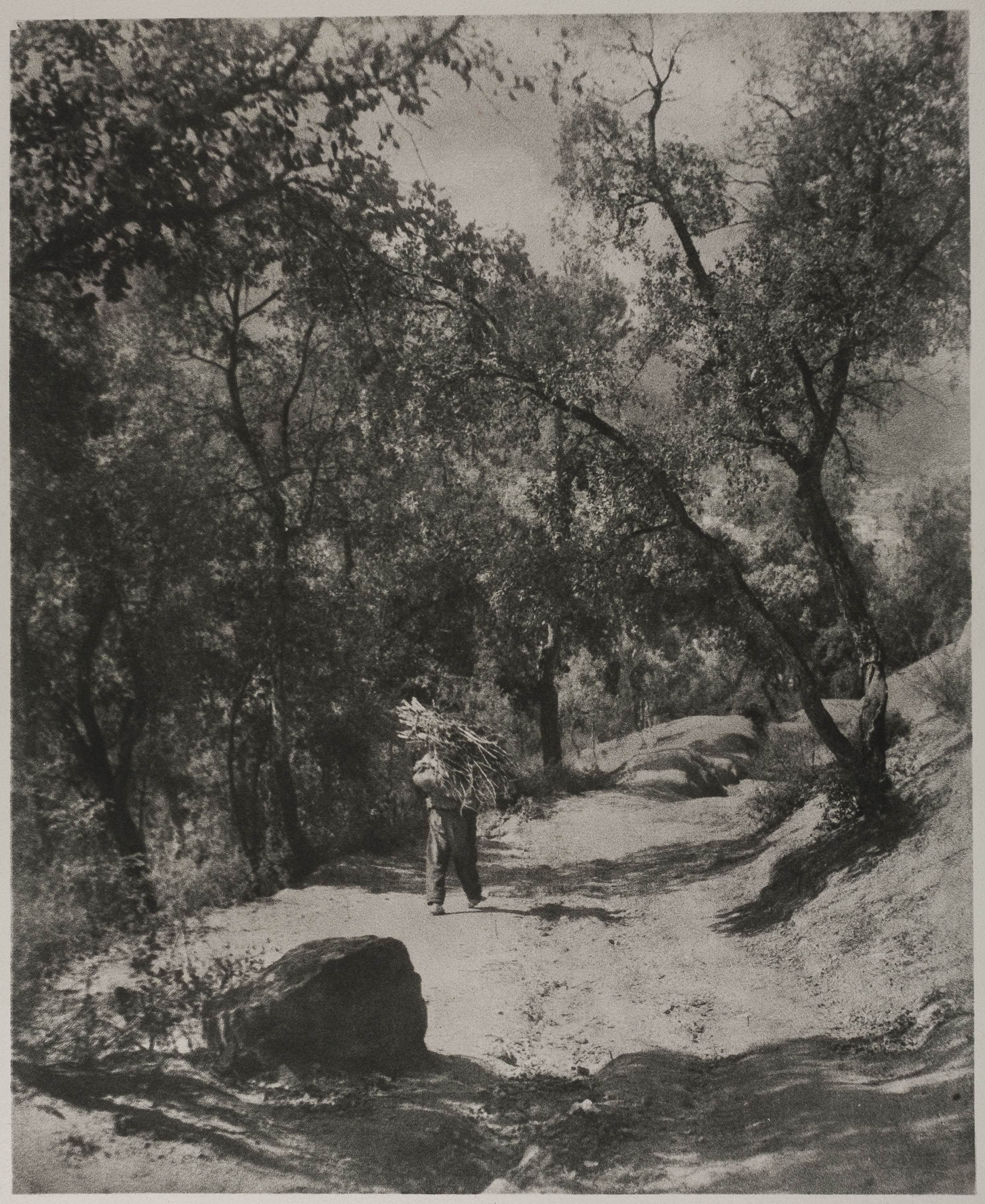 Josep Maria Casals i Ariet - Paisatge amb home carregant llenya - No datat image for: Josep Maria Casals i Ariet - Paisatge amb home carregant llenya - No datat