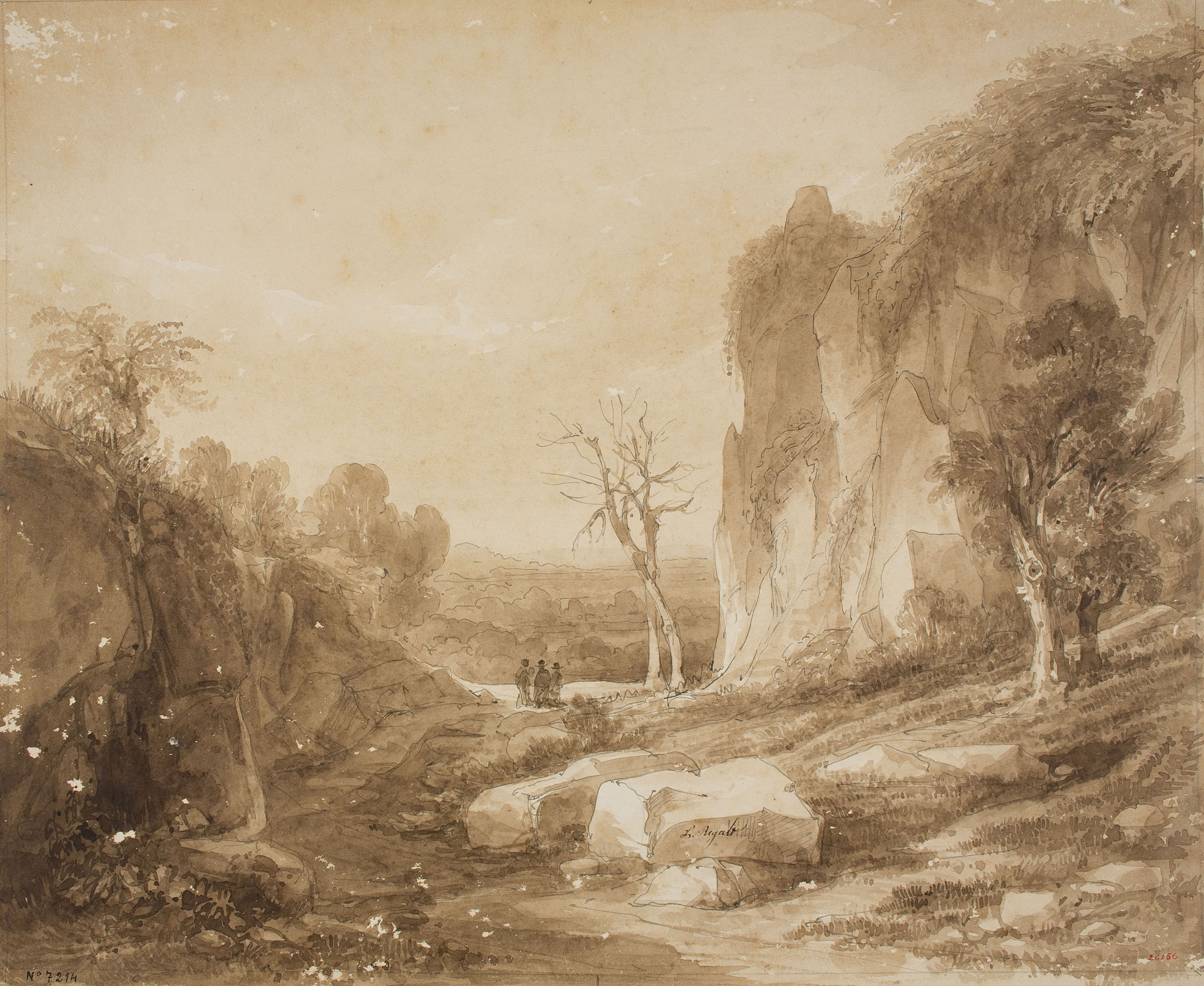 image for: Lluís Rigalt - Paisatge amb figures - Cap a 1840-1850