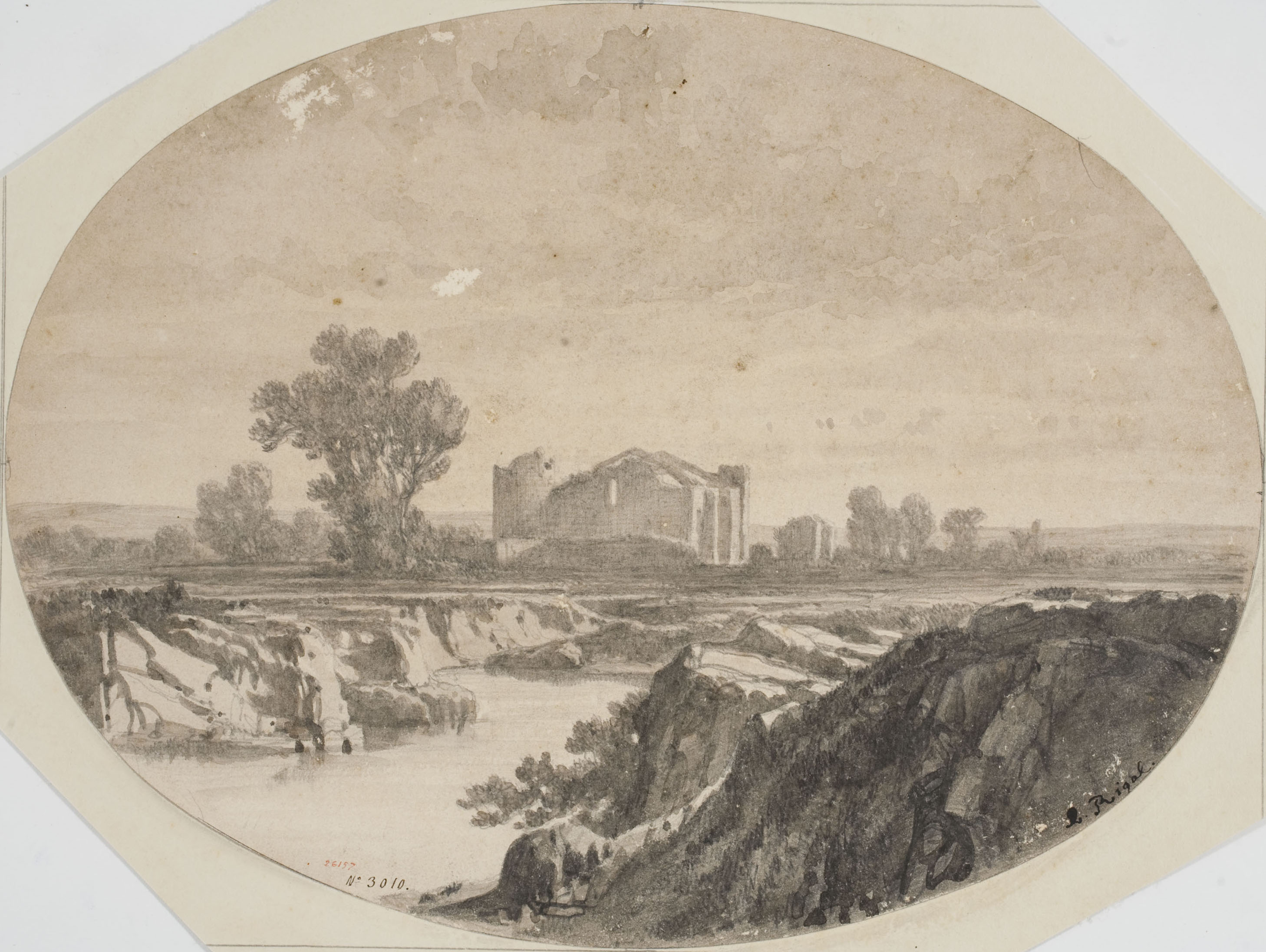 image for: Lluís Rigalt - Paisatge amb un edifici en ruïnes - Cap a 1840-1850