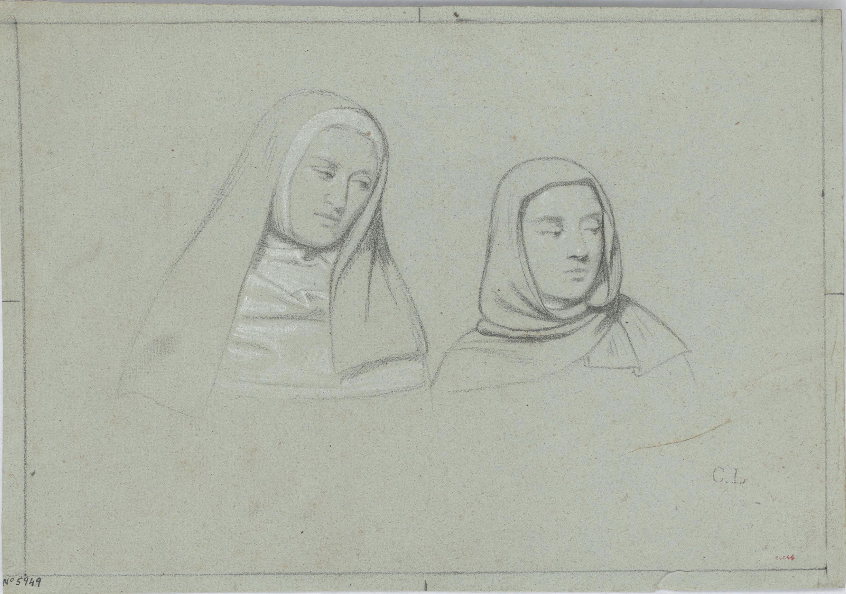 image for: Claudi Lorenzale - Retrat de dues religioses - Cap a 1850-1870