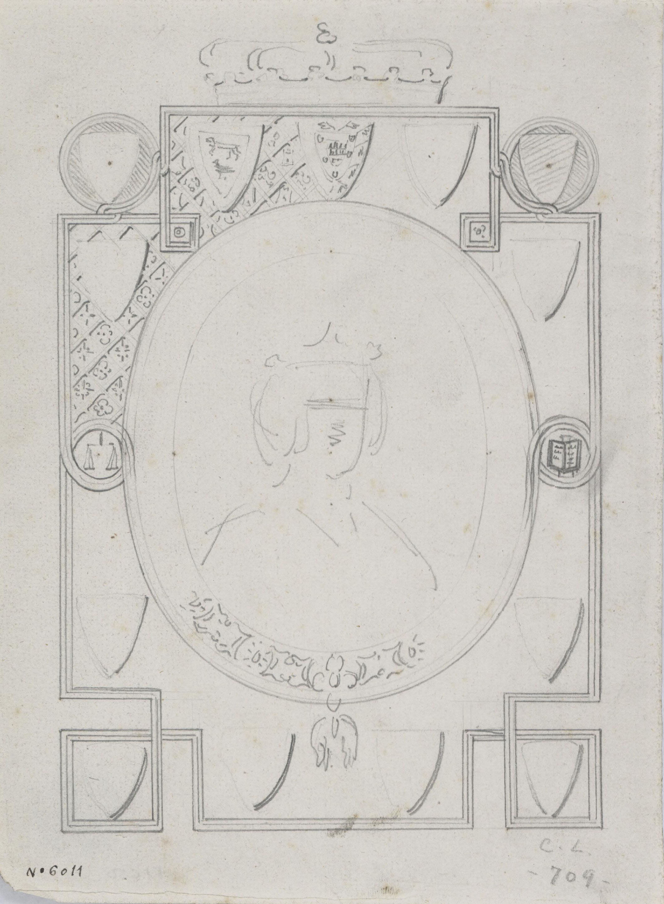 Claudi Lorenzale - Projecte de marc per al retrat de la reina Isabel II - Cap a 1860-1870 image for: Claudi Lorenzale - Projecte de marc per al retrat de la reina Isabel II - Cap a 1860-1870