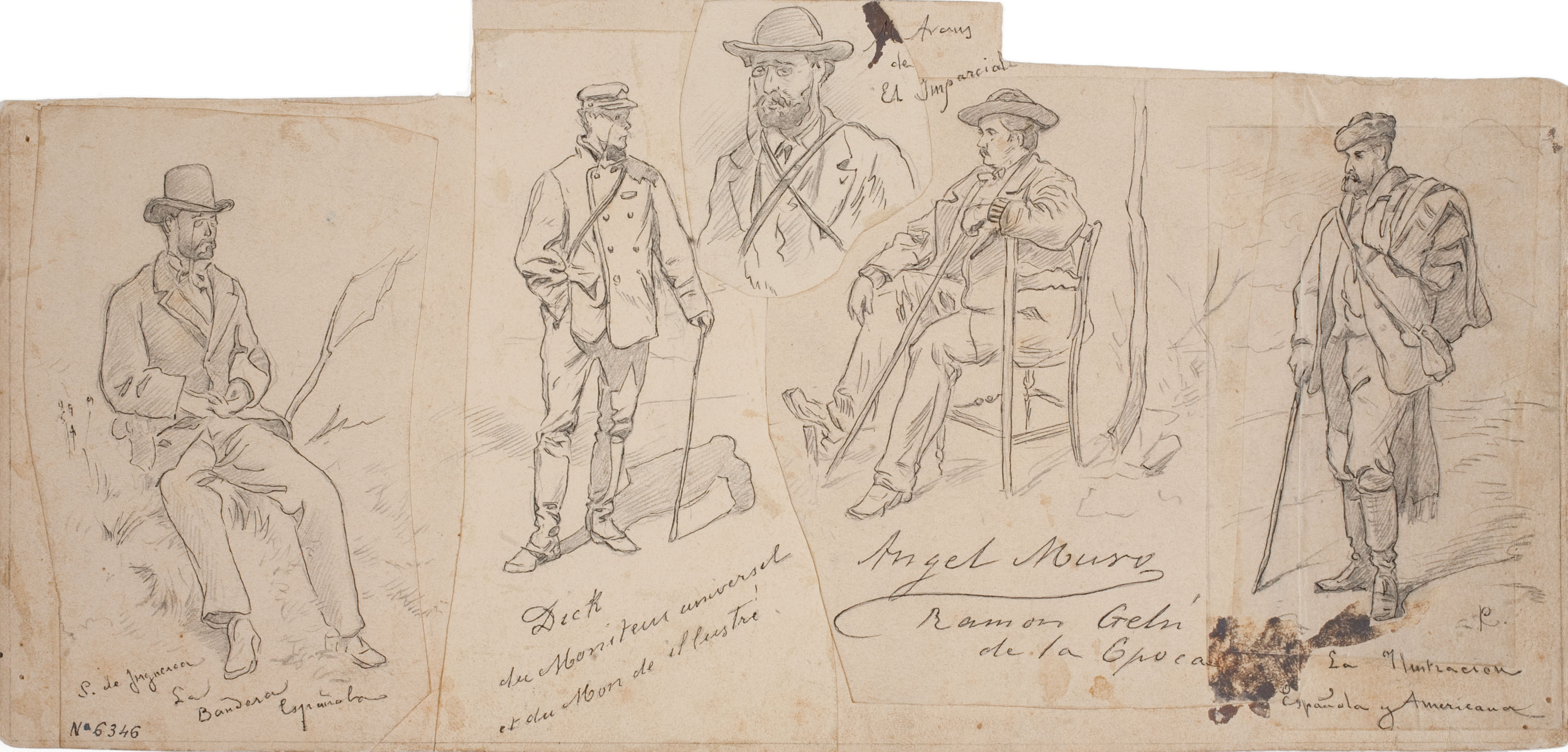 image for: Josep Lluís Pellicer - Retrats dels corresponsals S. de Jugnescor [?], Dick, M. Arans, Angel Muro i Ramon Gelsí - 1874