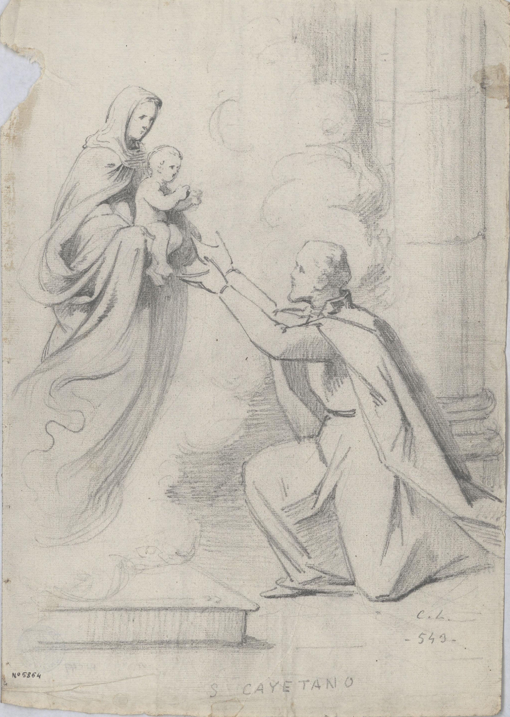 image for: Claudi Lorenzale - Aparició de la Mare de Déu amb el Nen a sant Gaietà - Cap a 1850-1870