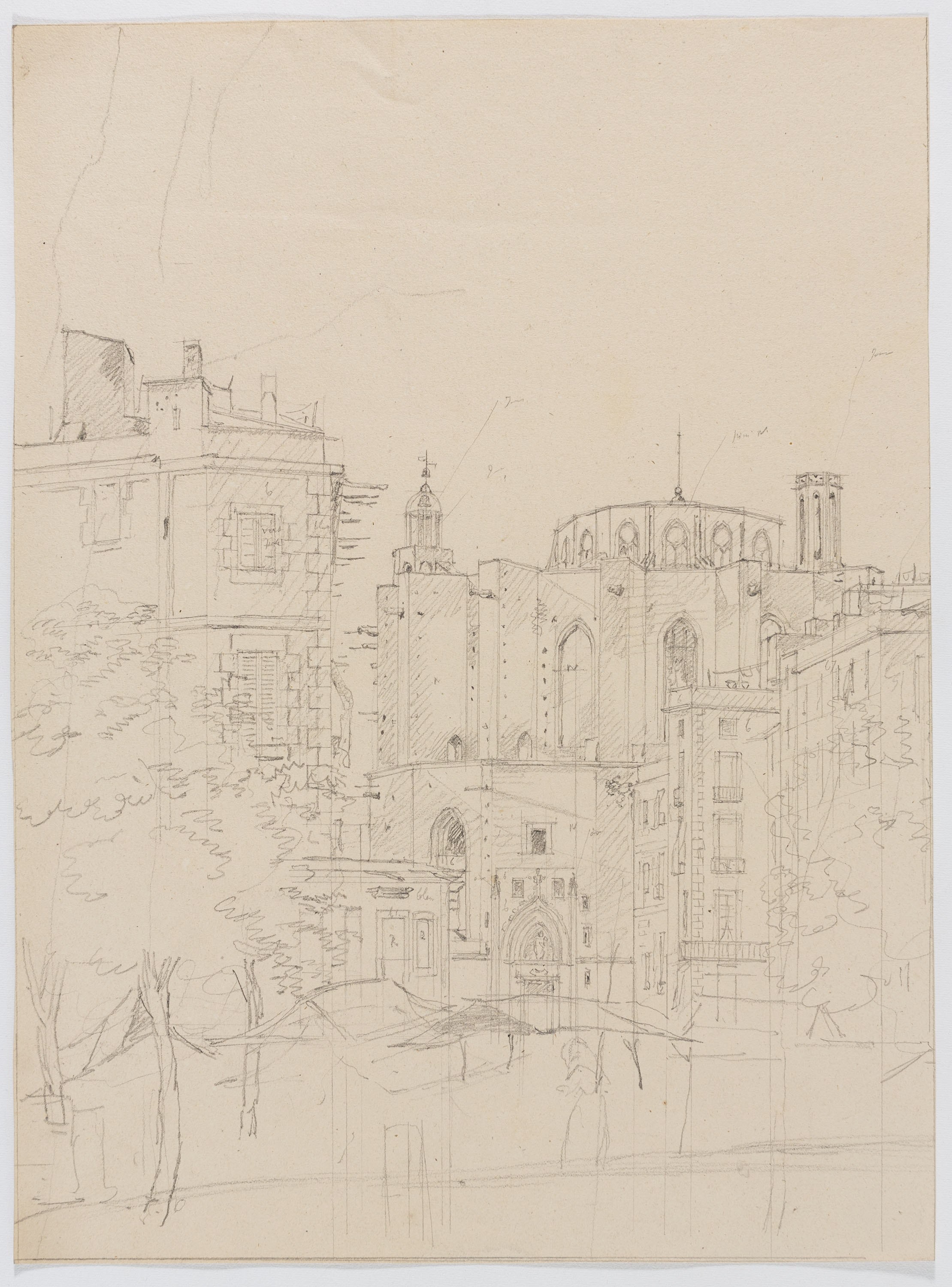 image for: Adolphe Hedwige Alphonse Delamare - Santa Maria del Mar des del Passeig Nou o de l’Esplanada a Barcelona - 1826