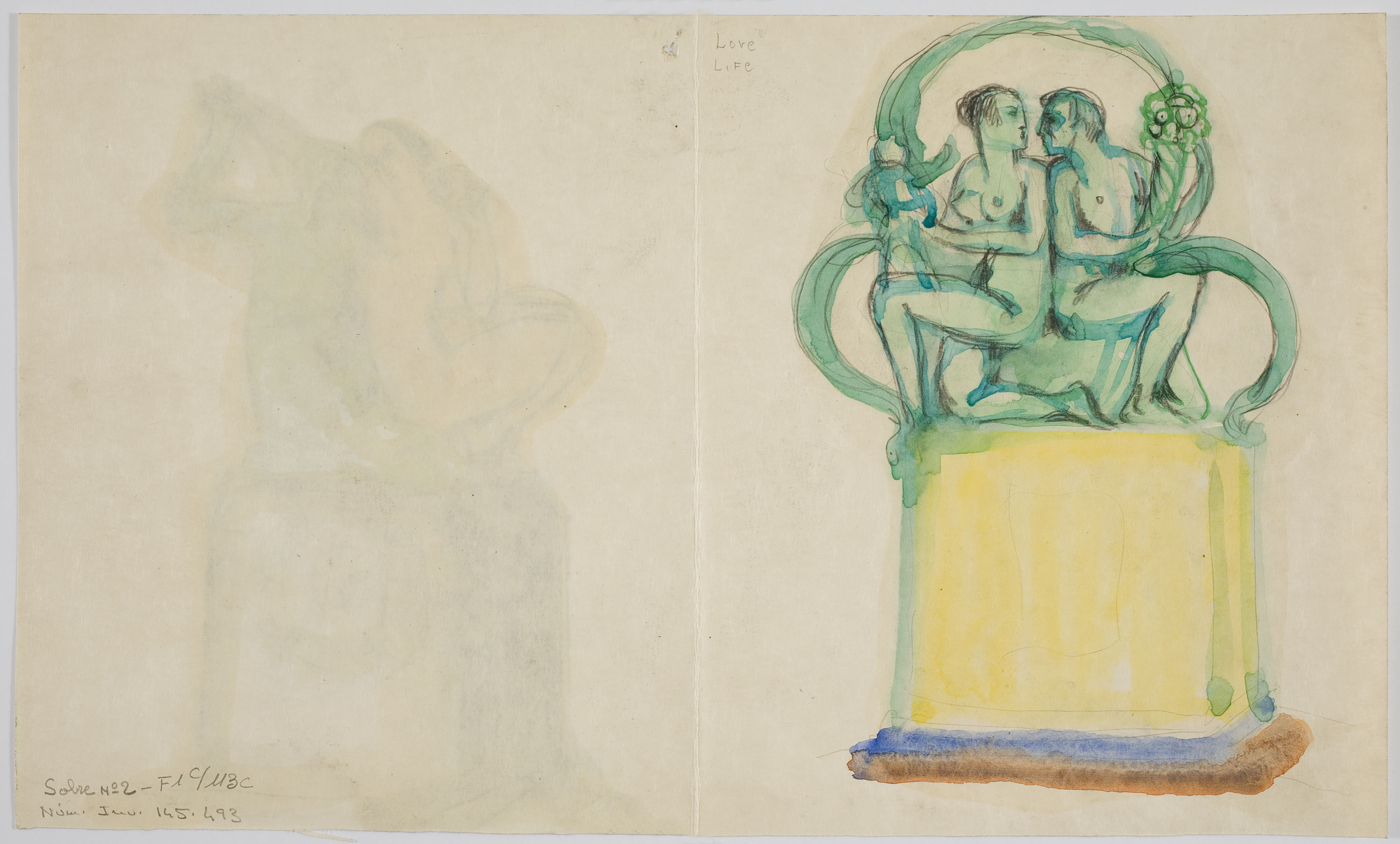 image for: Ismael Smith - Projecte de monument «Love Life» (anvers) / Projecte escultòric «Sublime» (revers) - Cap a 1922-1924