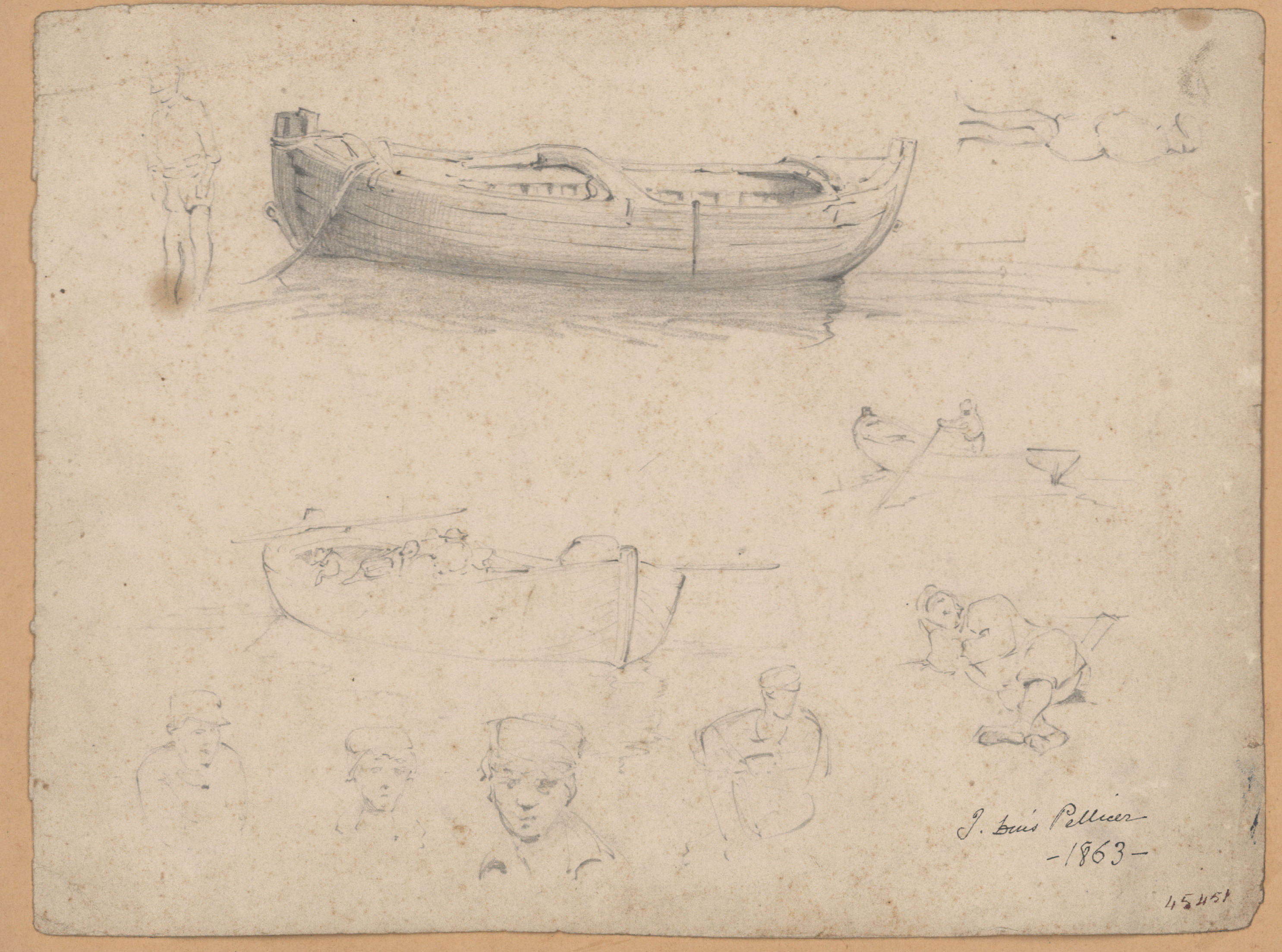image for: Josep Lluís Pellicer - Apunt de barques i figures - 1863