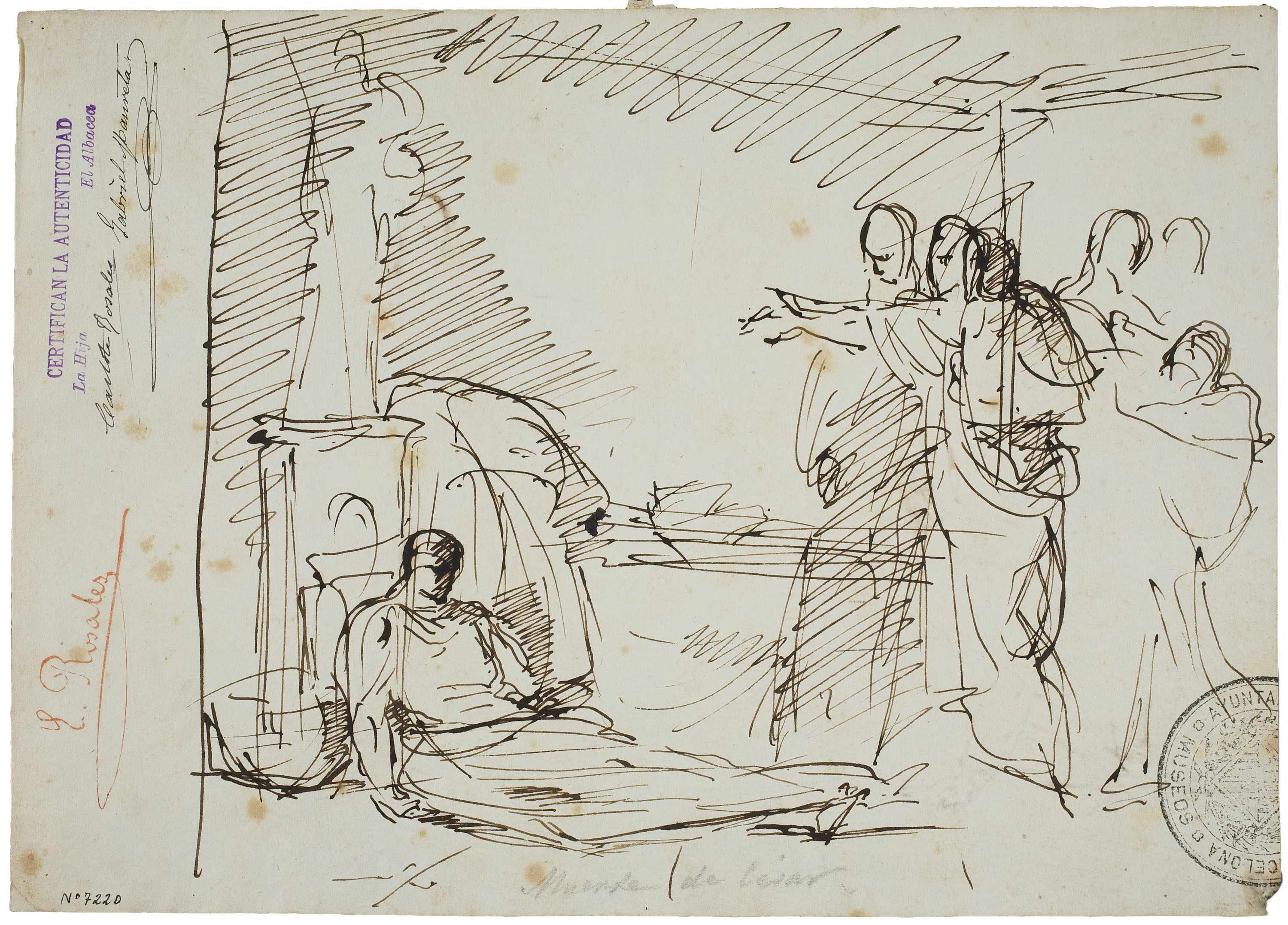 image for: Eduardo Rosales - Estudi per al quadre «Mort de Lucrècia» (anvers) / Estudi per al quadre «Mort de Lucrècia» (revers) - Cap a 1866