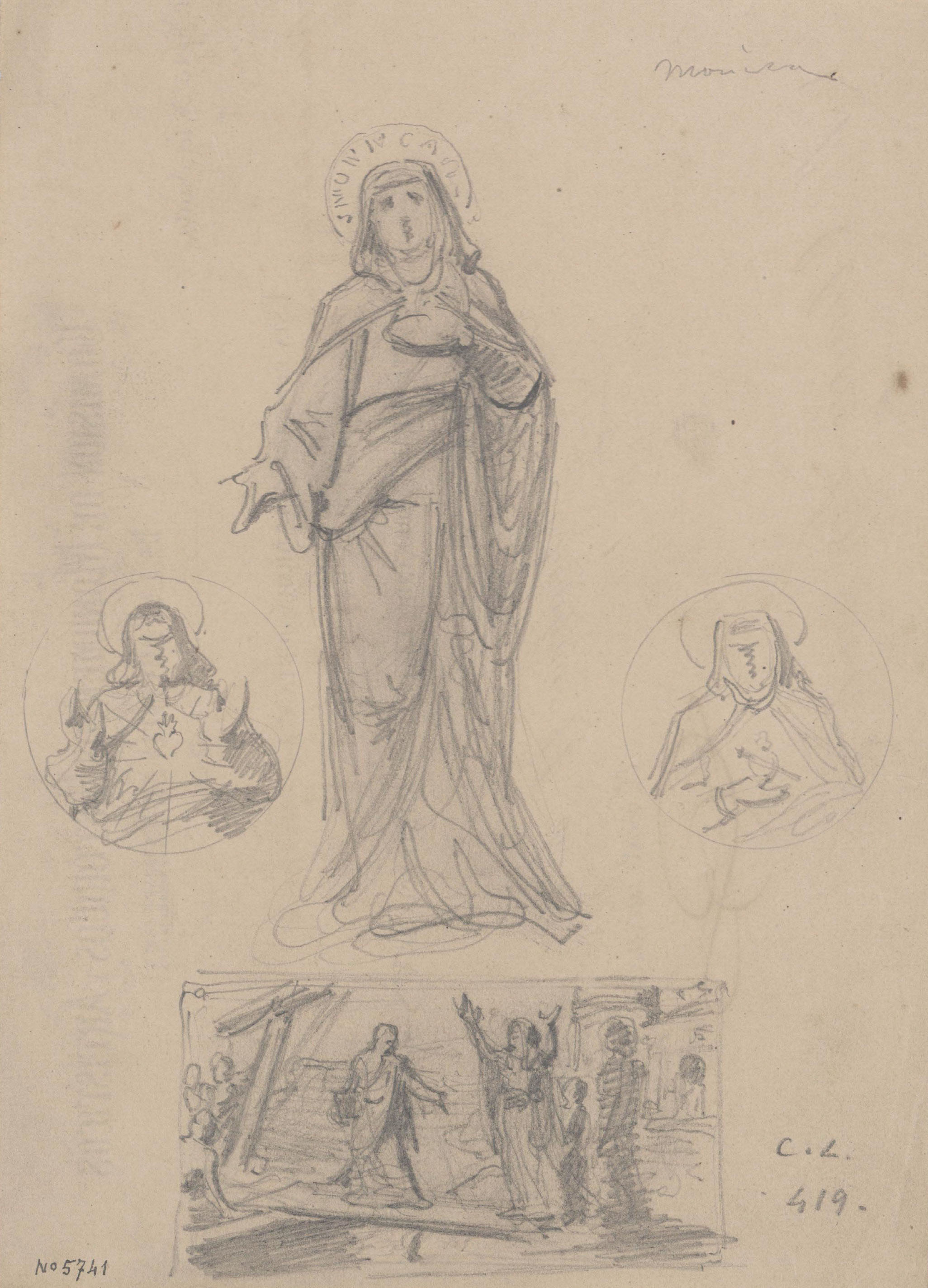 image for: Claudi Lorenzale - Santa Mònica i altres estudis figuratius - Cap a 1868