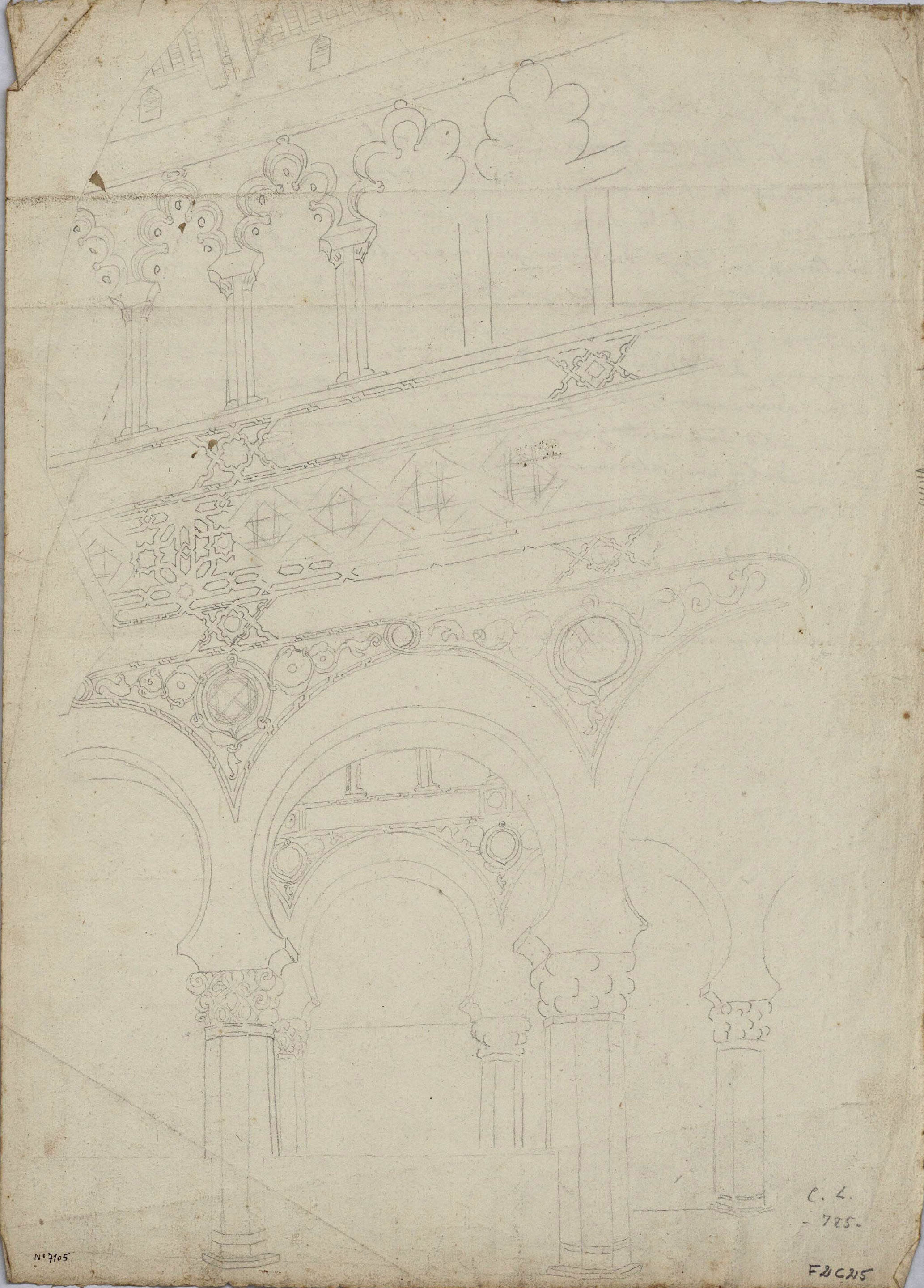 image for: Claudi Lorenzale - Pòrtics i galeria d'estil mudèjar de Santa Maria la Blanca de Toledo - Cap a 1845