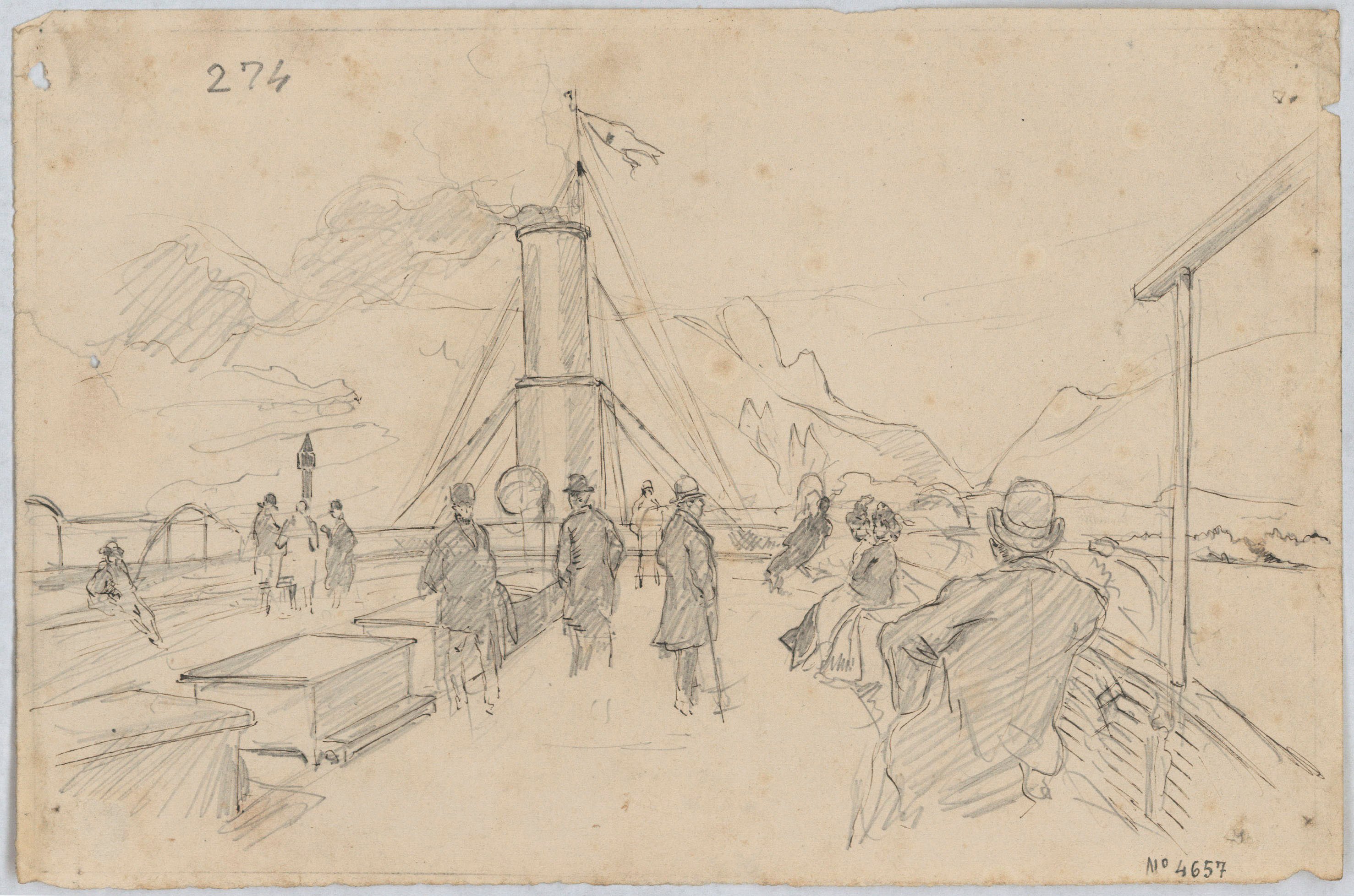 image for: Josep Lluís Pellicer - Passatgers a la coberta d'un vaixell - 1877