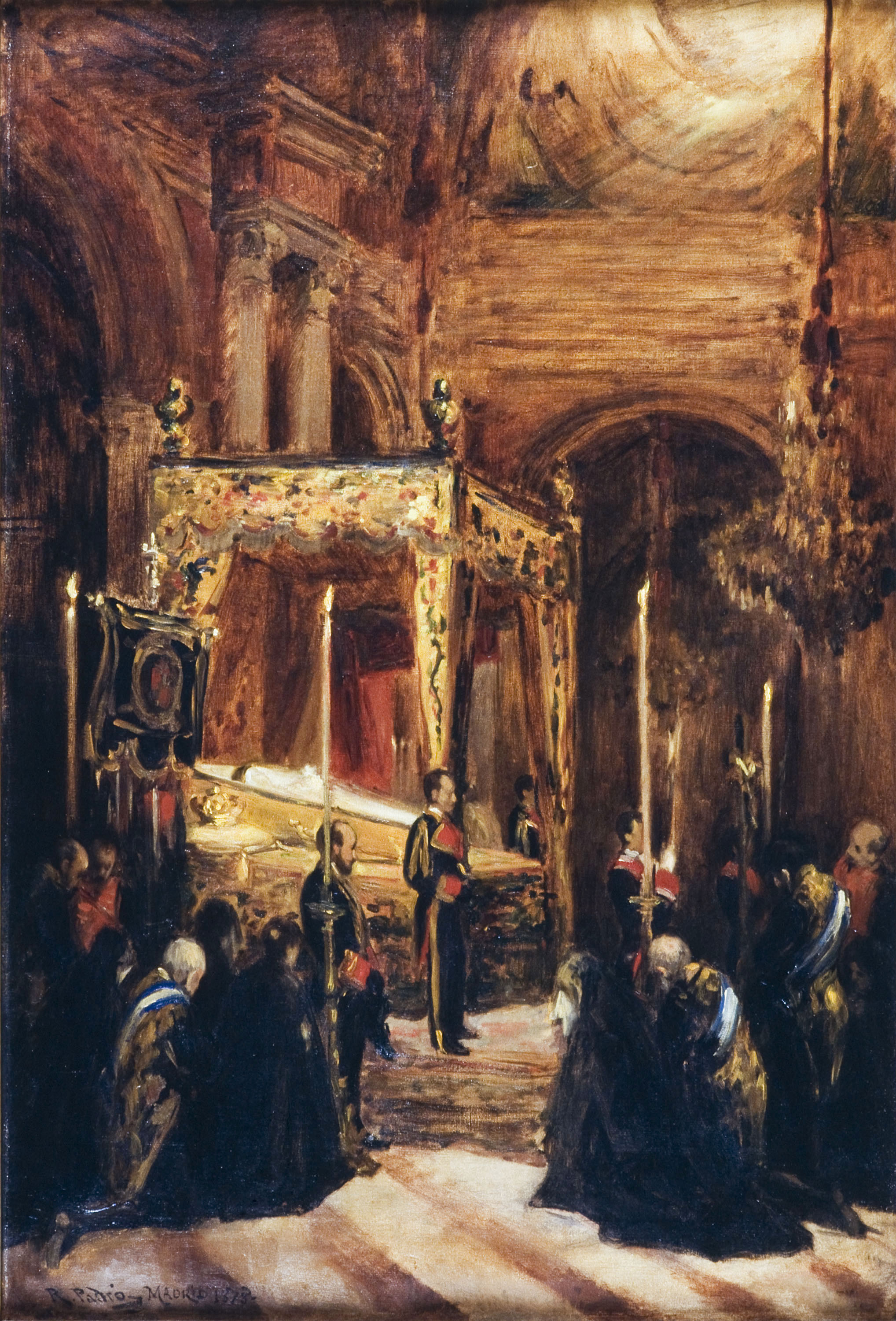 image for: Ramon Padró Pedret - ¡¡Hoy!! (exposició del cadàver de la reina María de las Mercedes al Saló de les Columnes del Palau Reial de Madrid) - 1878