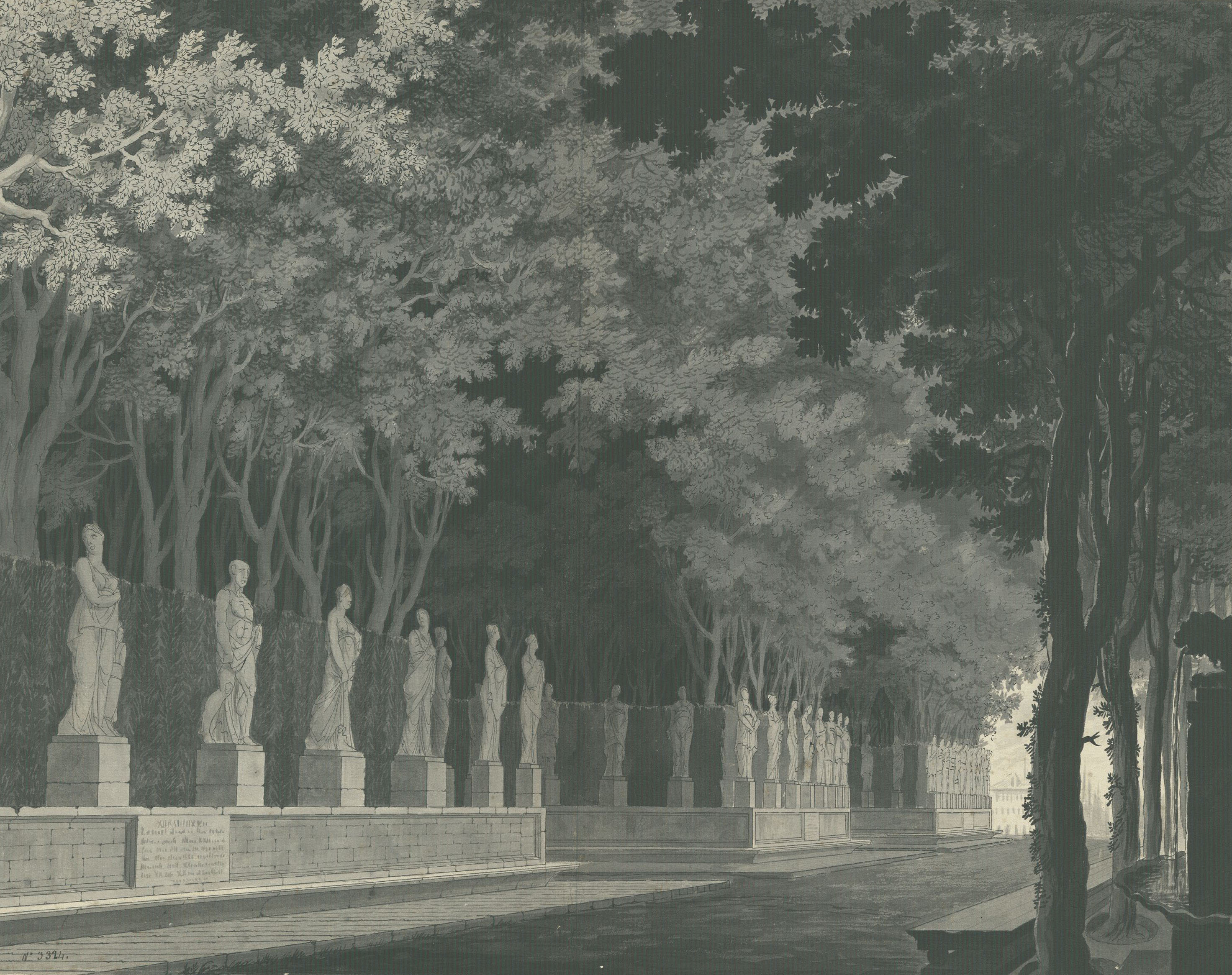 image for: Pau Rigalt - Avinguda d'un parc. Paisatge per a una escenografia - Cap a 1820-1830