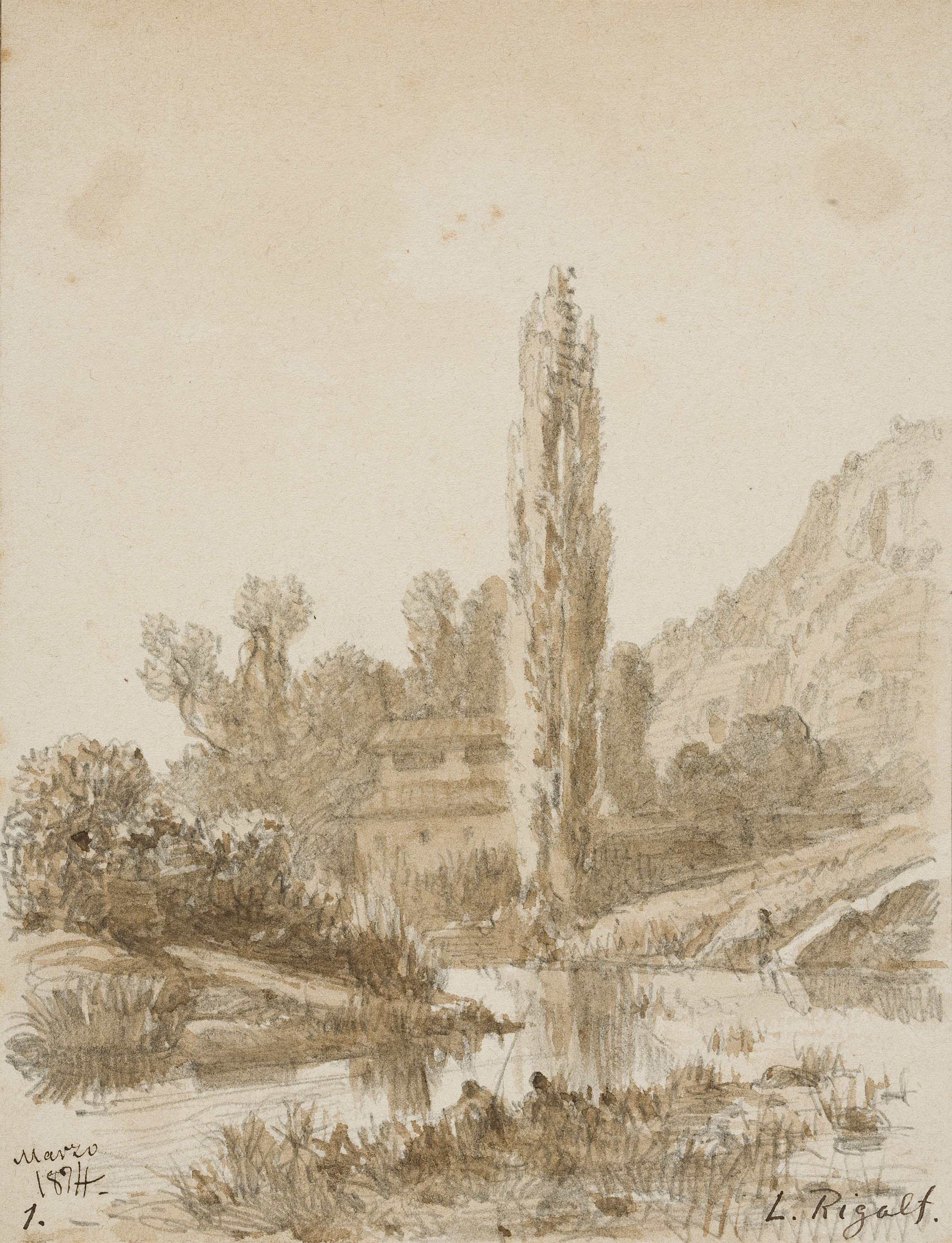 Lluís Rigalt - Paisatge - Març de 1874 image for: Lluís Rigalt - Paisatge - Març de 1874