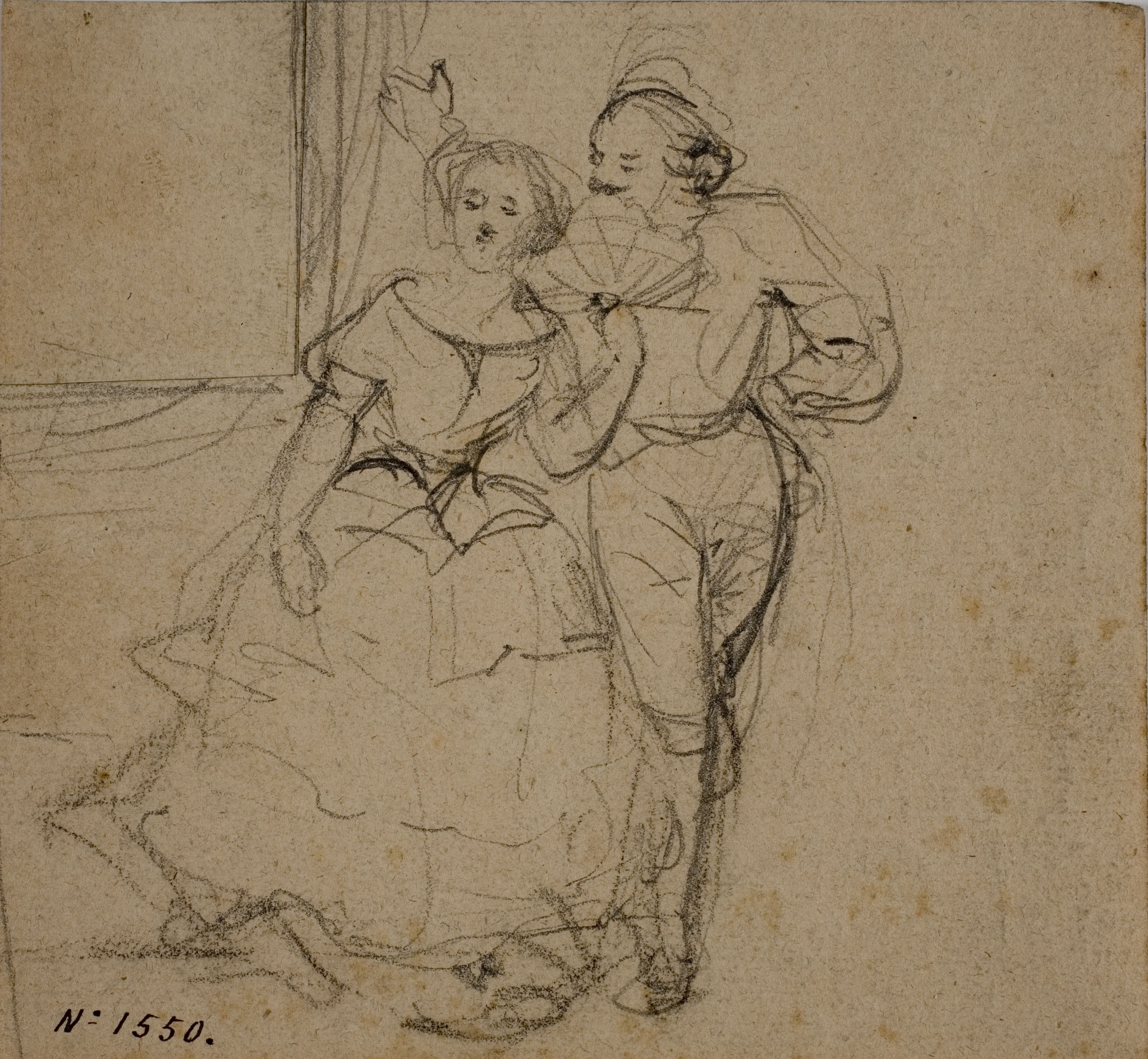 image for: Ramon Martí i Alsina - Parella en actitud amorosa - Cap a 1850