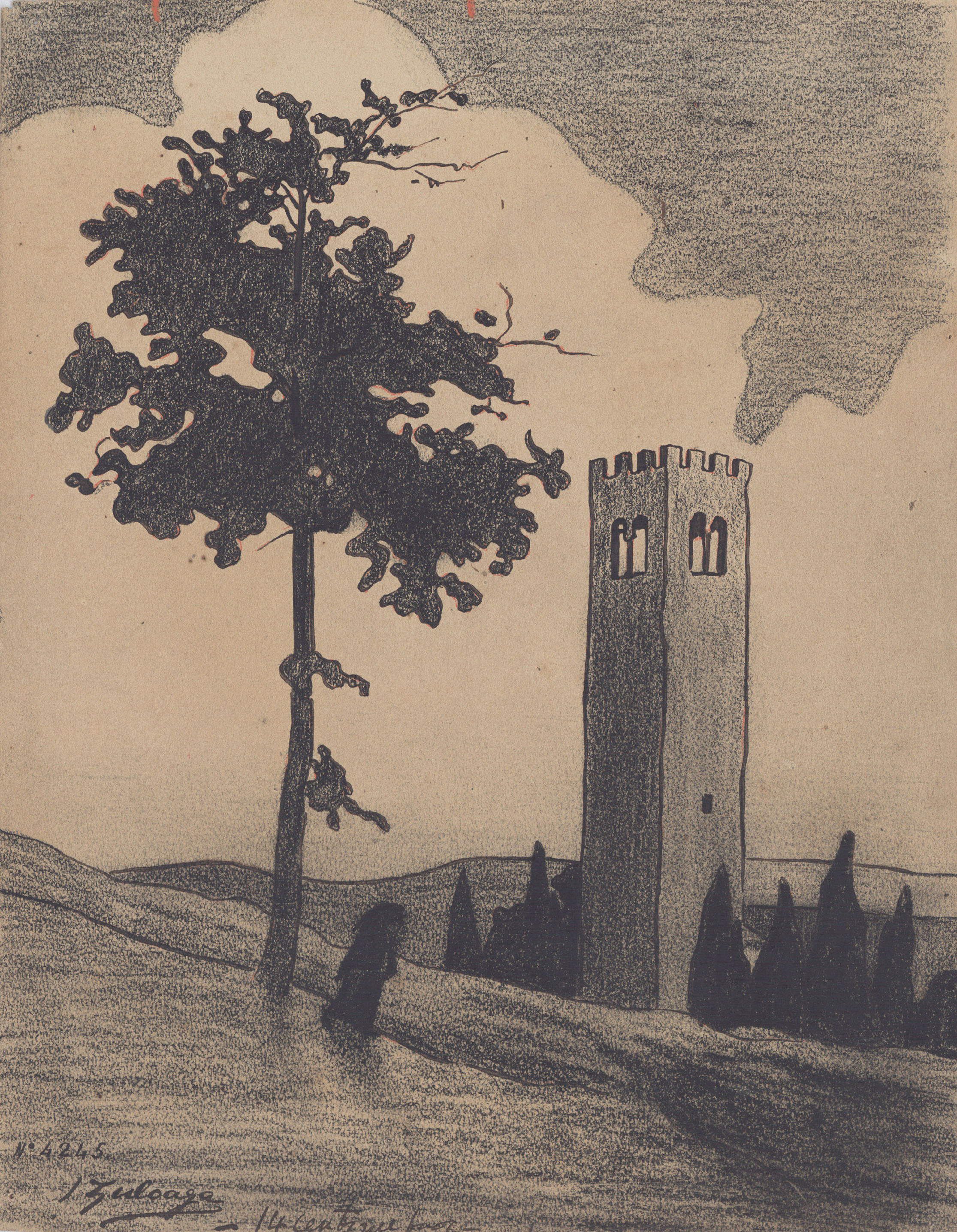 image for: Ignacio Zuloaga - Paisatge de Fiesole - Cap a 1894