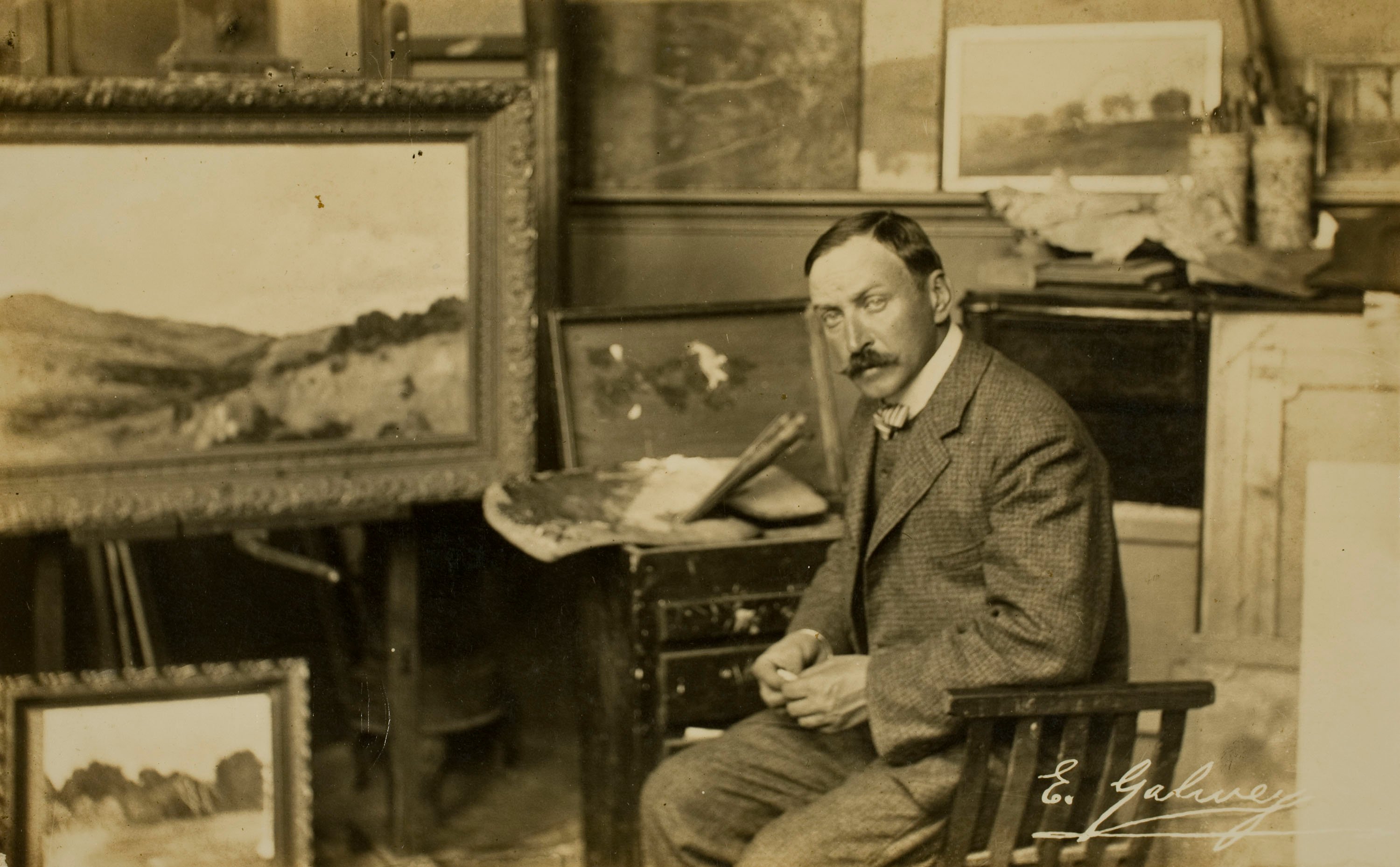 Francesc Serra Dimas - Retrat d'Enric Galwey al seu taller - 1904 image for: Francesc Serra Dimas - Retrat d'Enric Galwey al seu taller - 1904