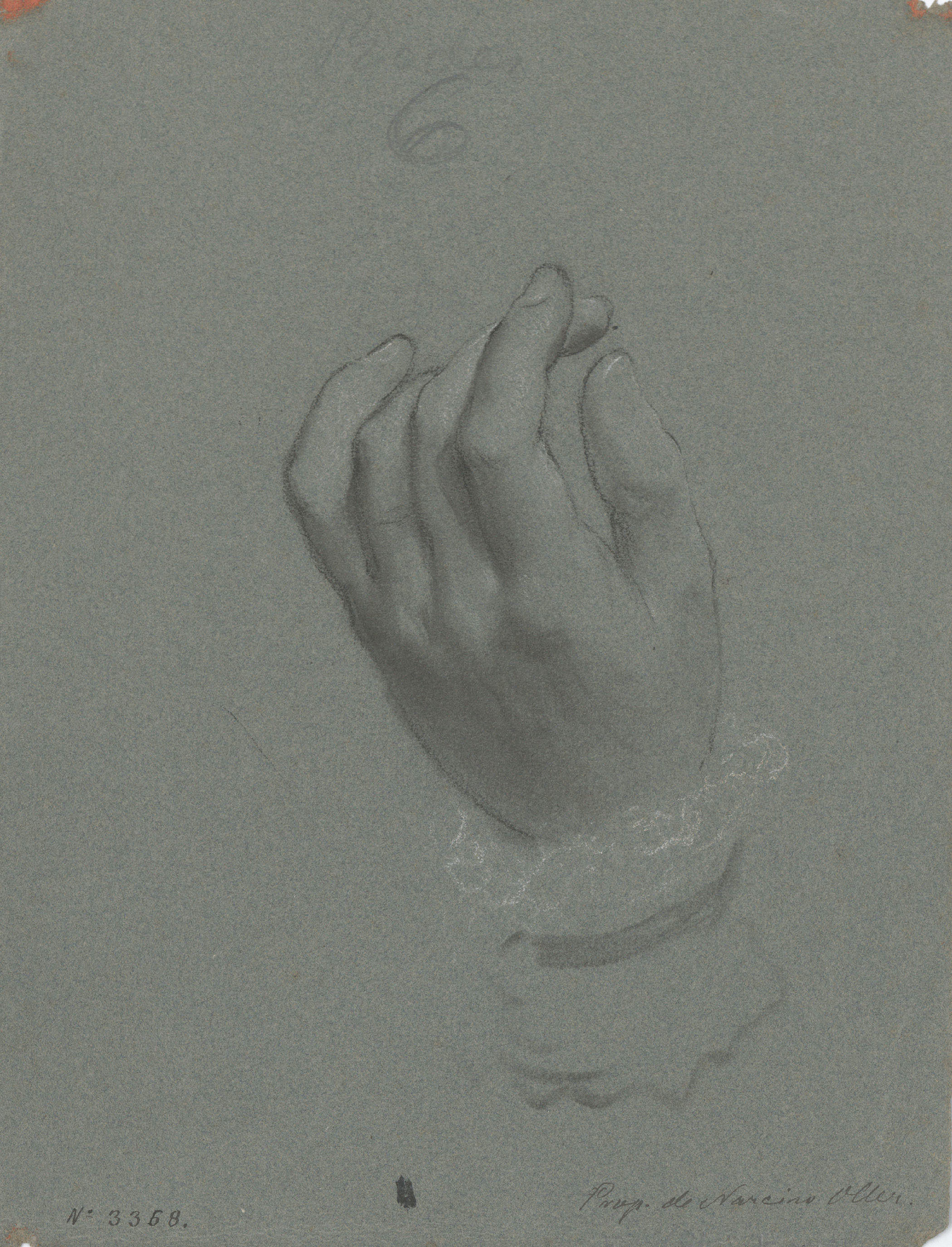 image for: Vicente Rodes - Estudi d'una mà (anvers) / Estudi de figura femenina d'esquena (revers) - Cap a 1810-1820