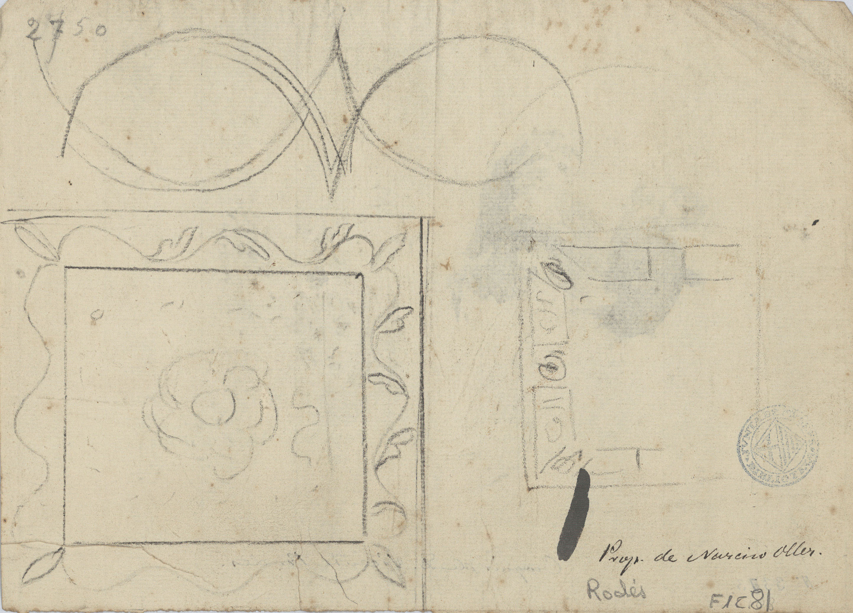 image for: Vicente Rodes - Estudi de caps (anvers) / Croquis diversos (revers) - Cap a 1814-1818 [1]