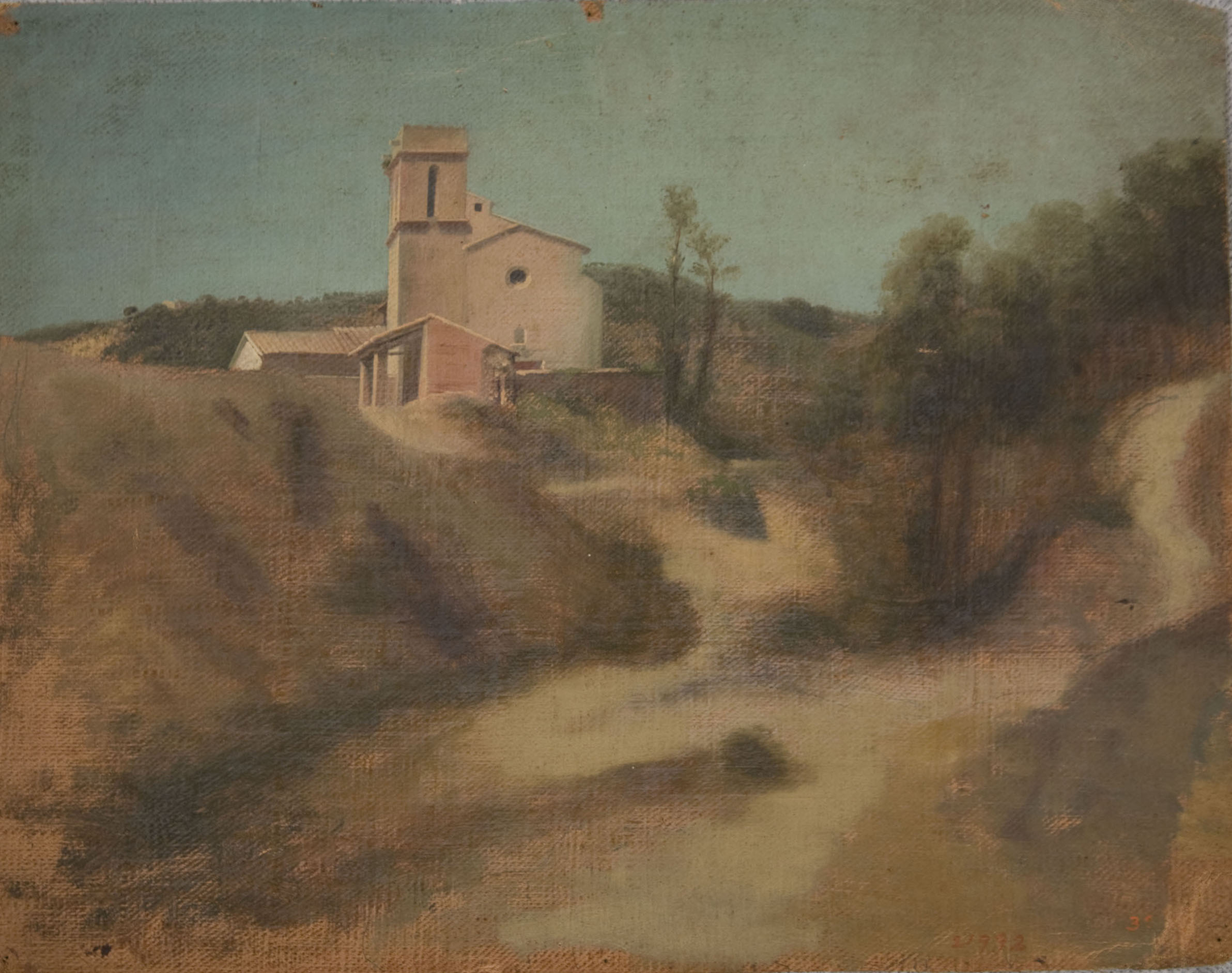 image for: Claudi Lorenzale - Paisatge amb església - Segona meitat del segle XIX