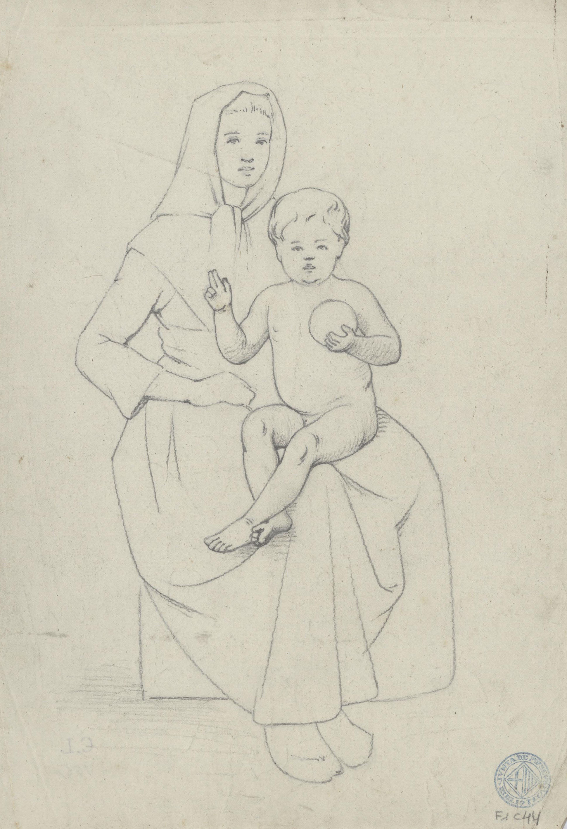 image for: Claudi Lorenzale - Mare de Déu amb el Nen (anvers) / Mare de Déu amb el Nen (revers) - Cap a 1850-1870 [1]