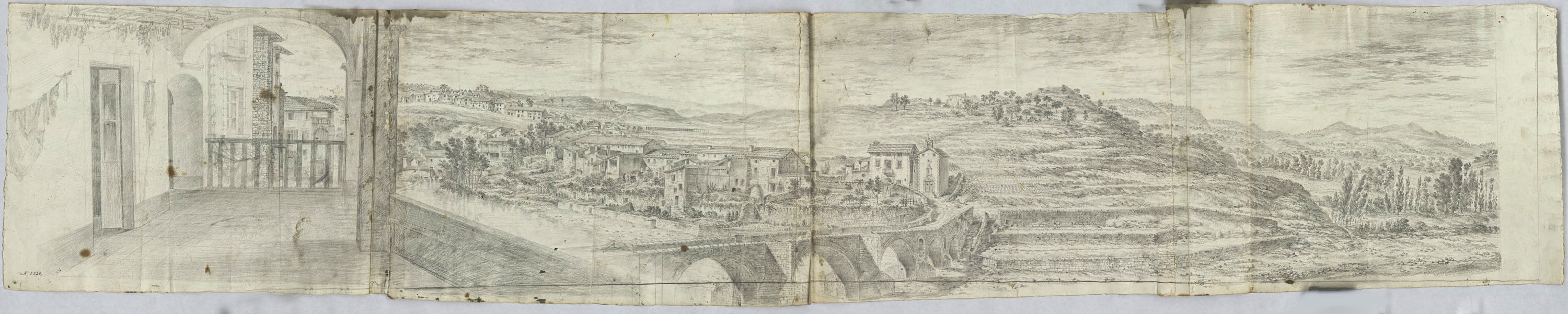 image for: Pau Rigalt - Vista panoràmica d'un poble - Cap a 1820-1840