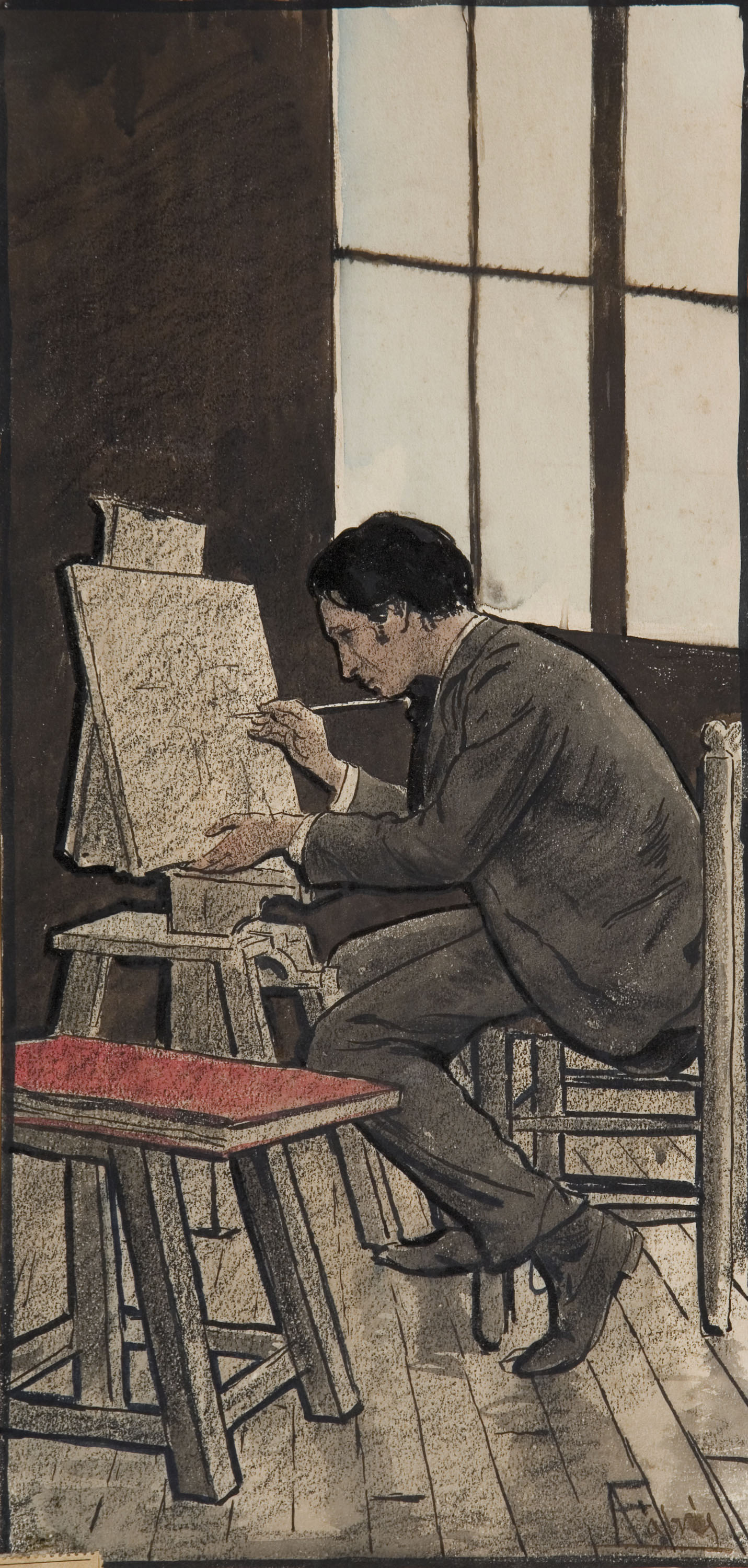 Antoni Fabrés - Pintor al seu taller - Cap a 1898 image for: Antoni Fabrés - Pintor al seu taller - Cap a 1898