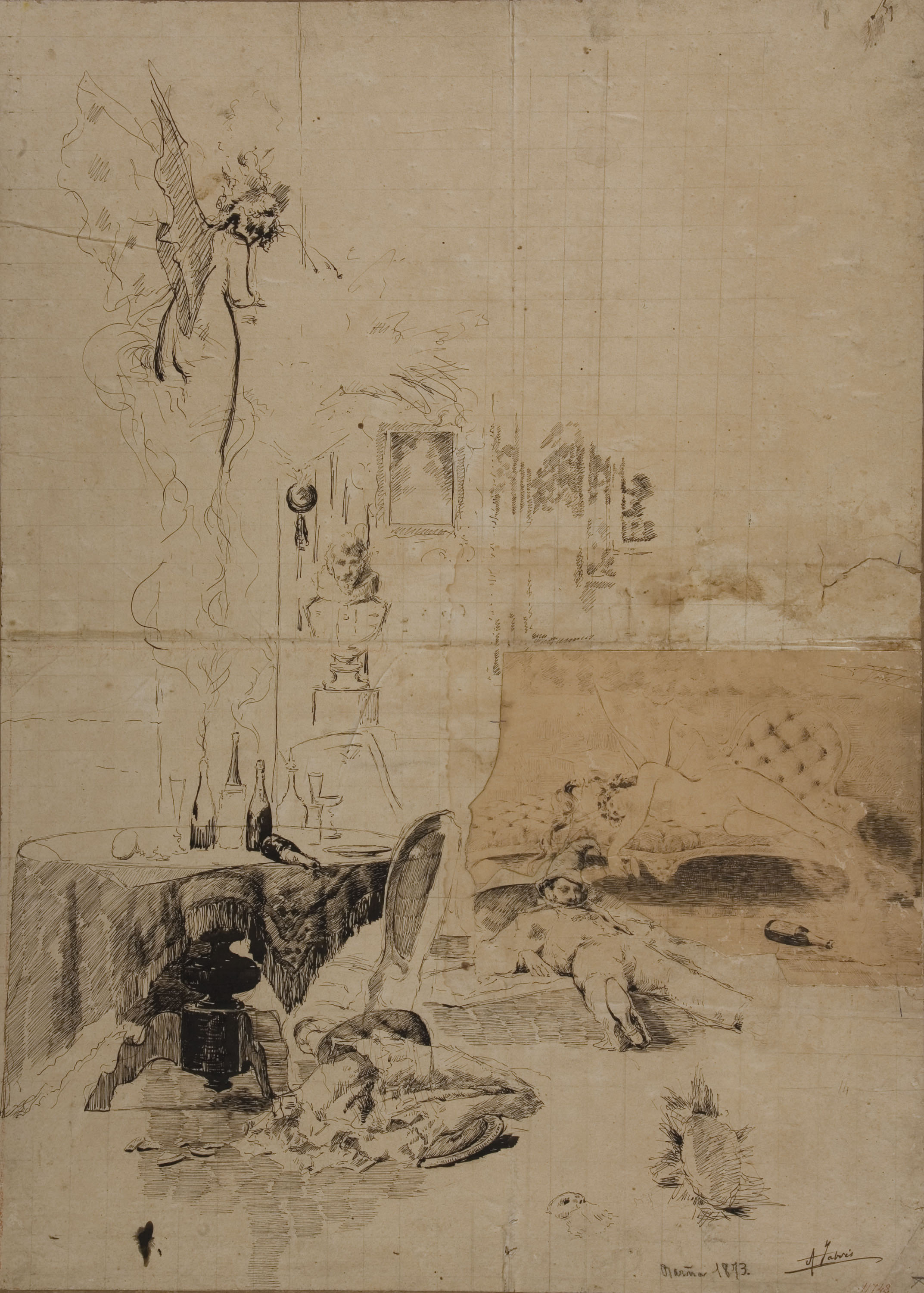 image for: Antoni Fabrés - Després de la gresca - 1873