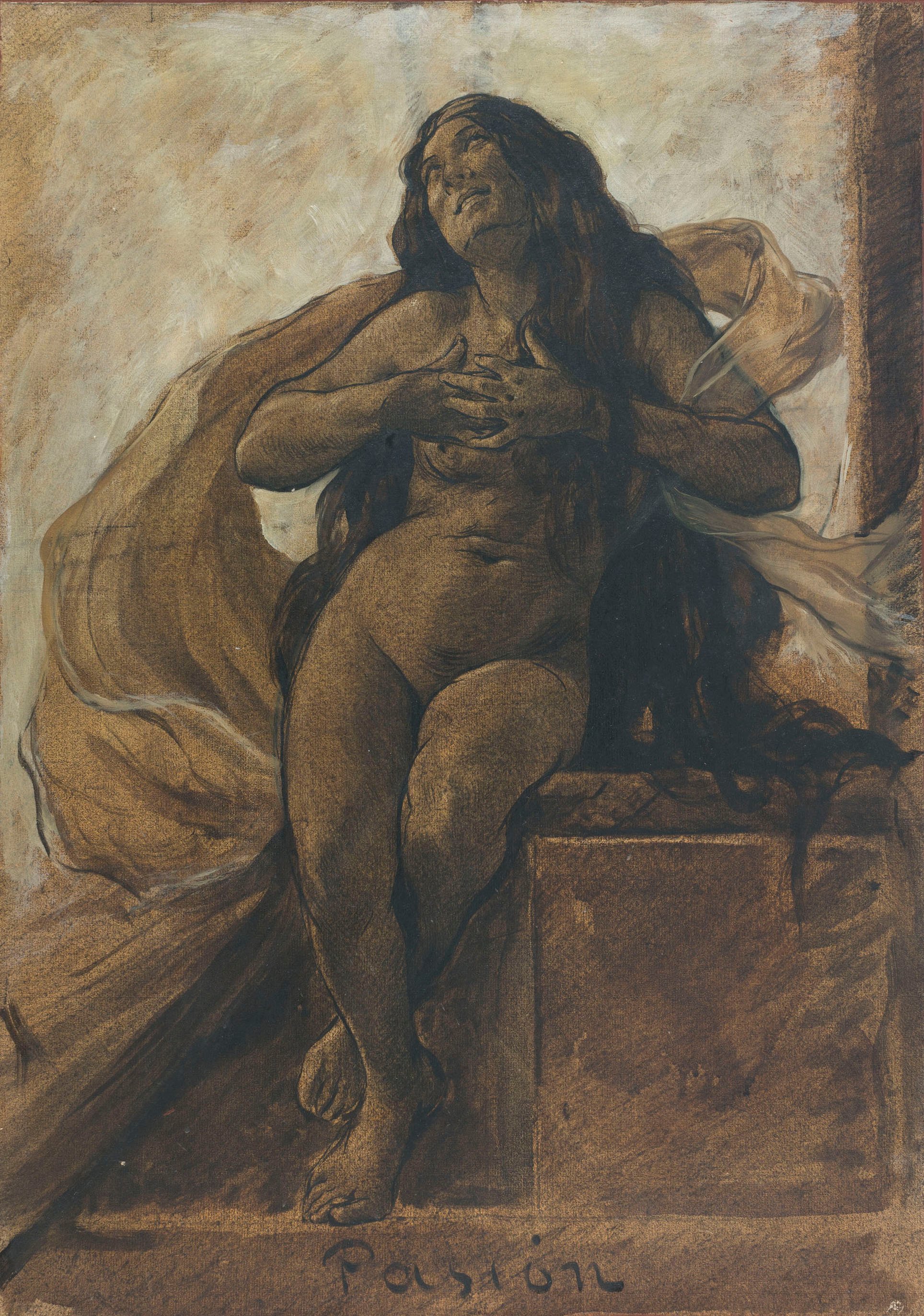 Antoni Fabrés - Estudi per al dibuix «Pasión» - Cap a 1908-1910 image for: Antoni Fabrés - Estudi per al dibuix «Pasión» - Cap a 1908-1910