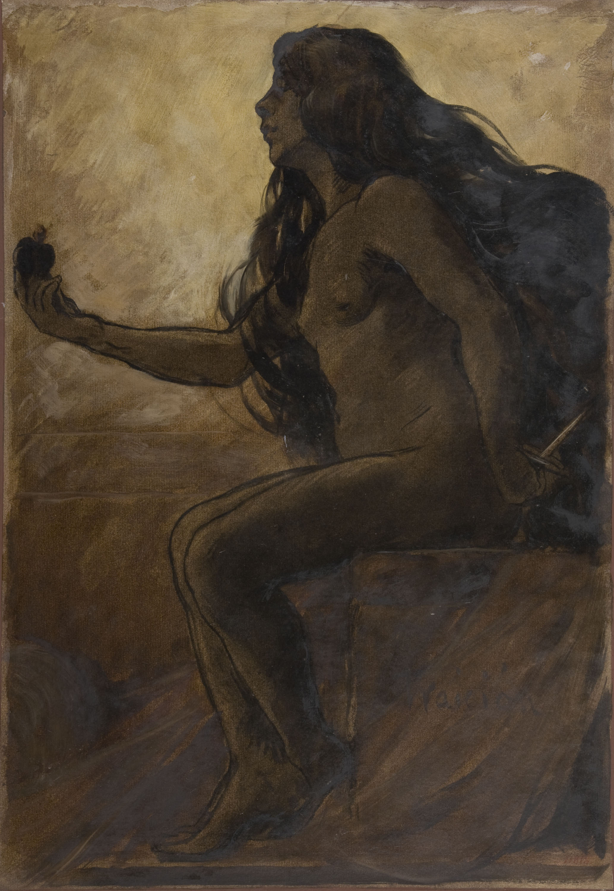 Antoni Fabrés - Estudi per al dibuix «Traició» - Cap a 1908-1910 image for: Antoni Fabrés - Estudi per al dibuix «Traició» - Cap a 1908-1910