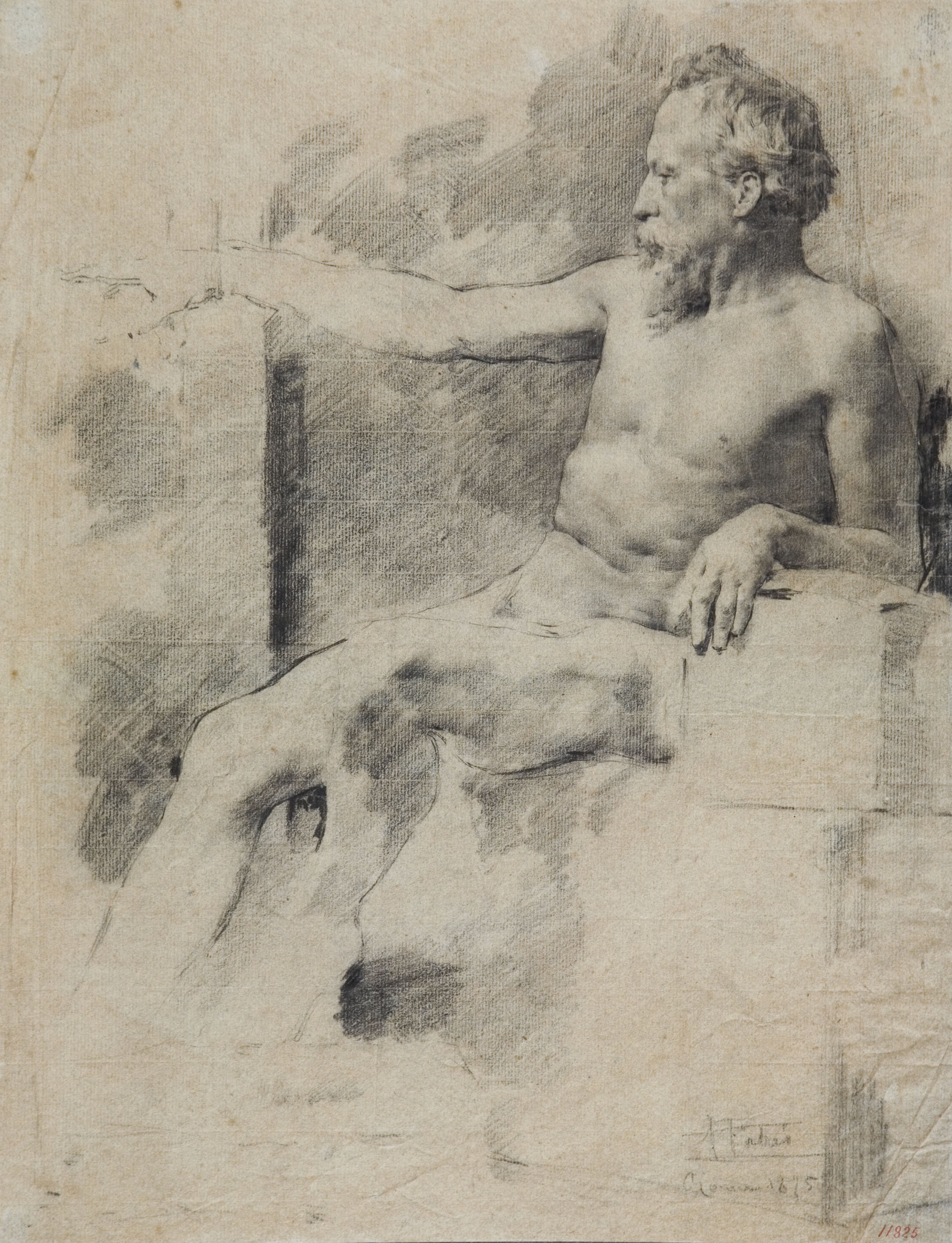 Antoni Fabrés - Estudi de nu masculí - 1875 image for: Antoni Fabrés - Estudi de nu masculí - 1875