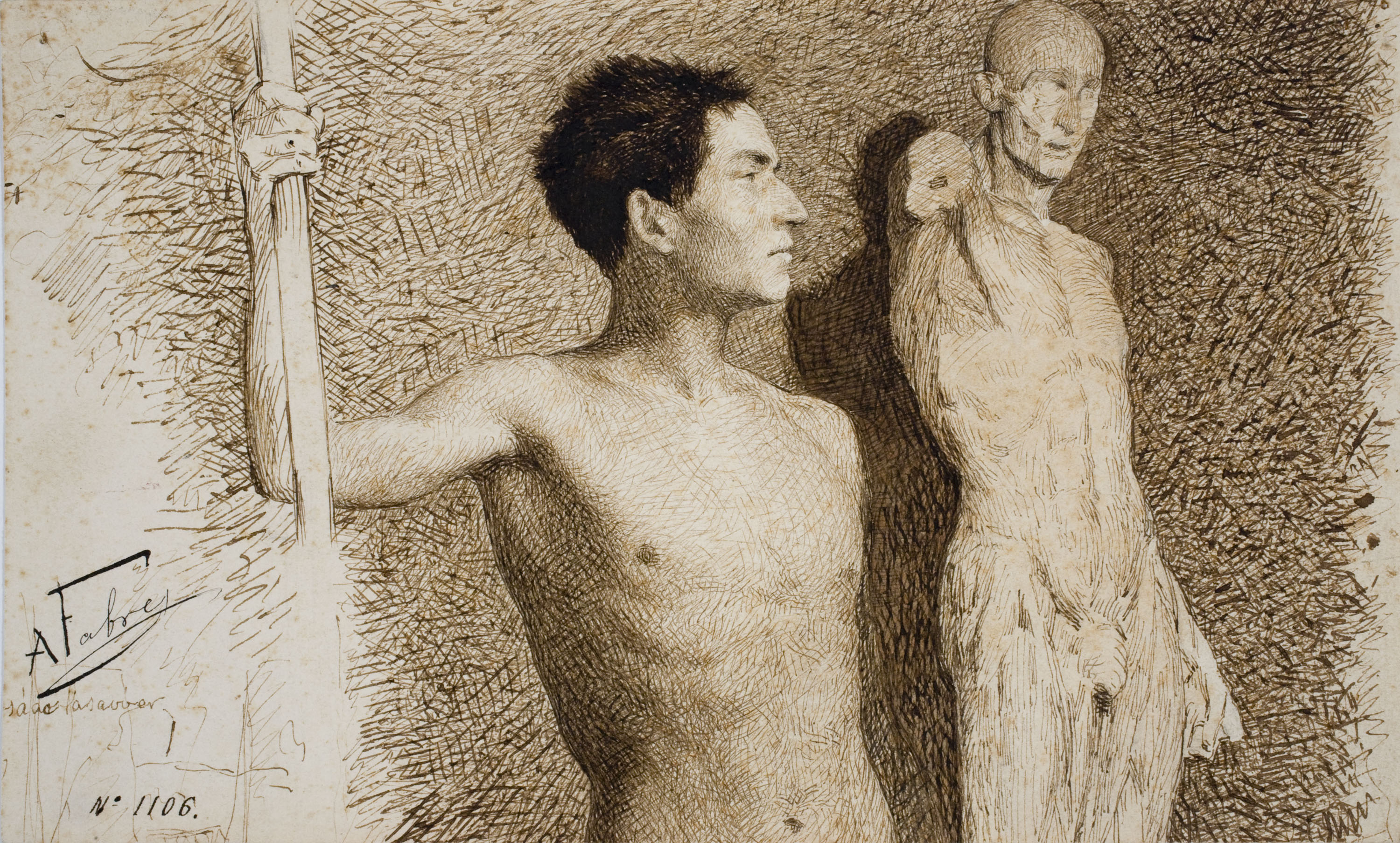 image for: Antoni Fabrés - Estudis de figura masculina - Cap a 1870