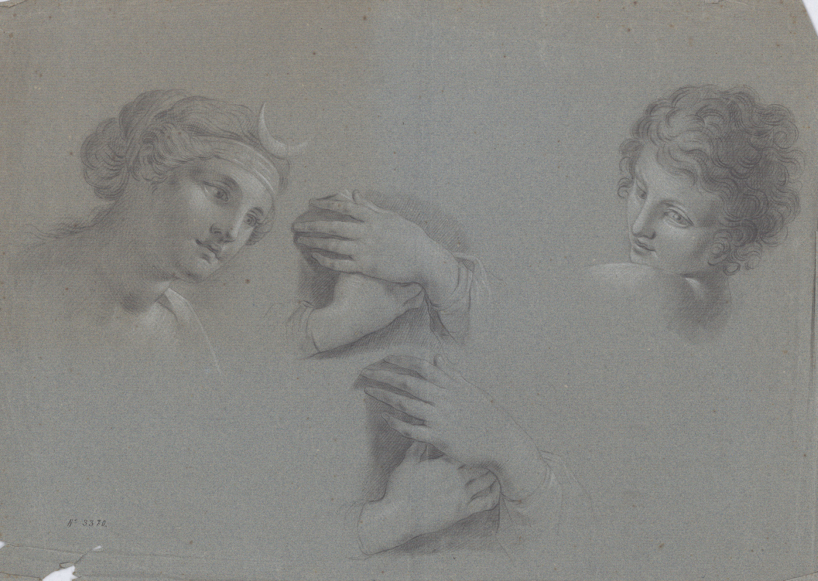 image for: Vicente Rodes - Estudi de caps i mans - Cap a 1800-1810