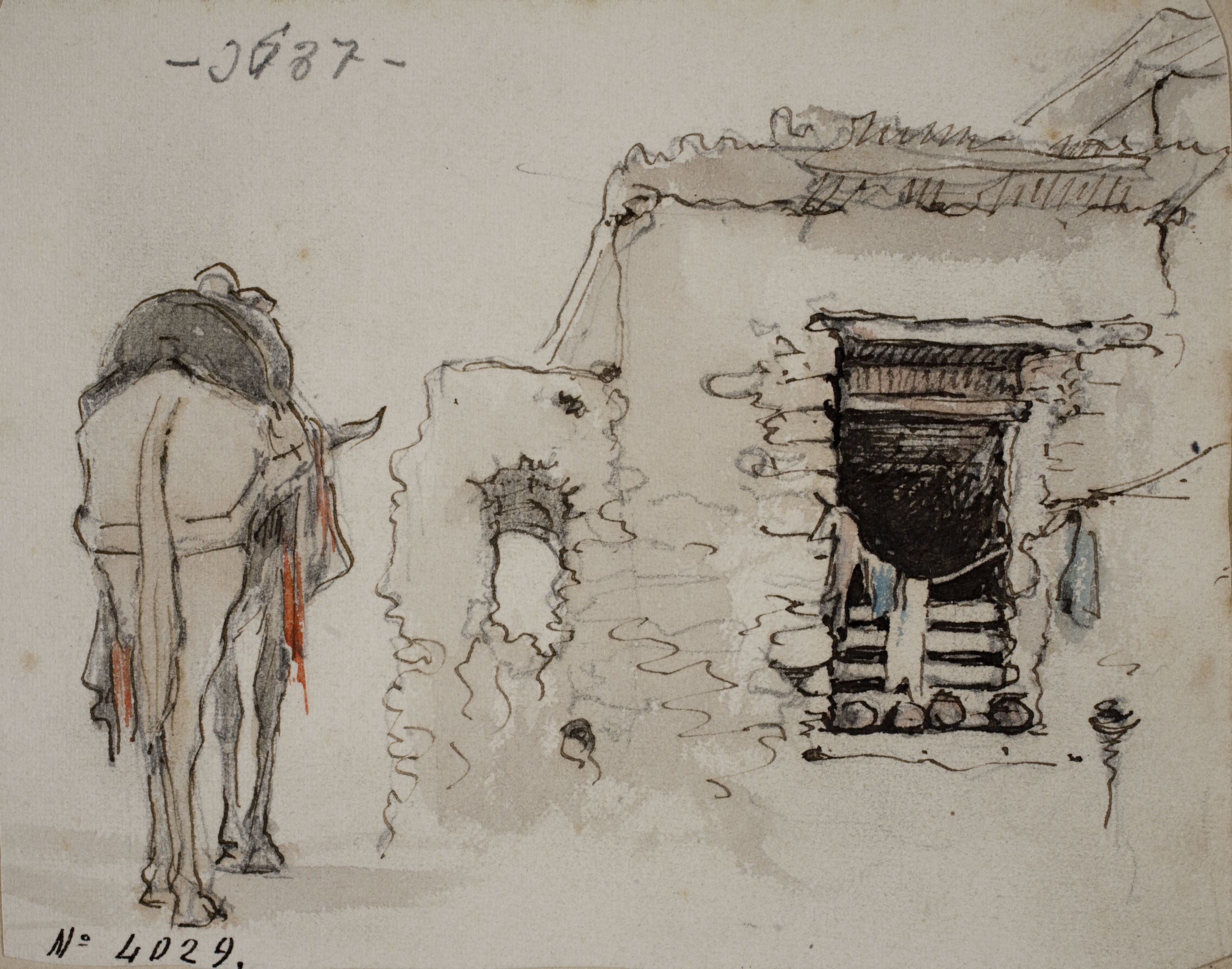 image for: Modest Urgell - Casa de poble i mula - Cap a 1864