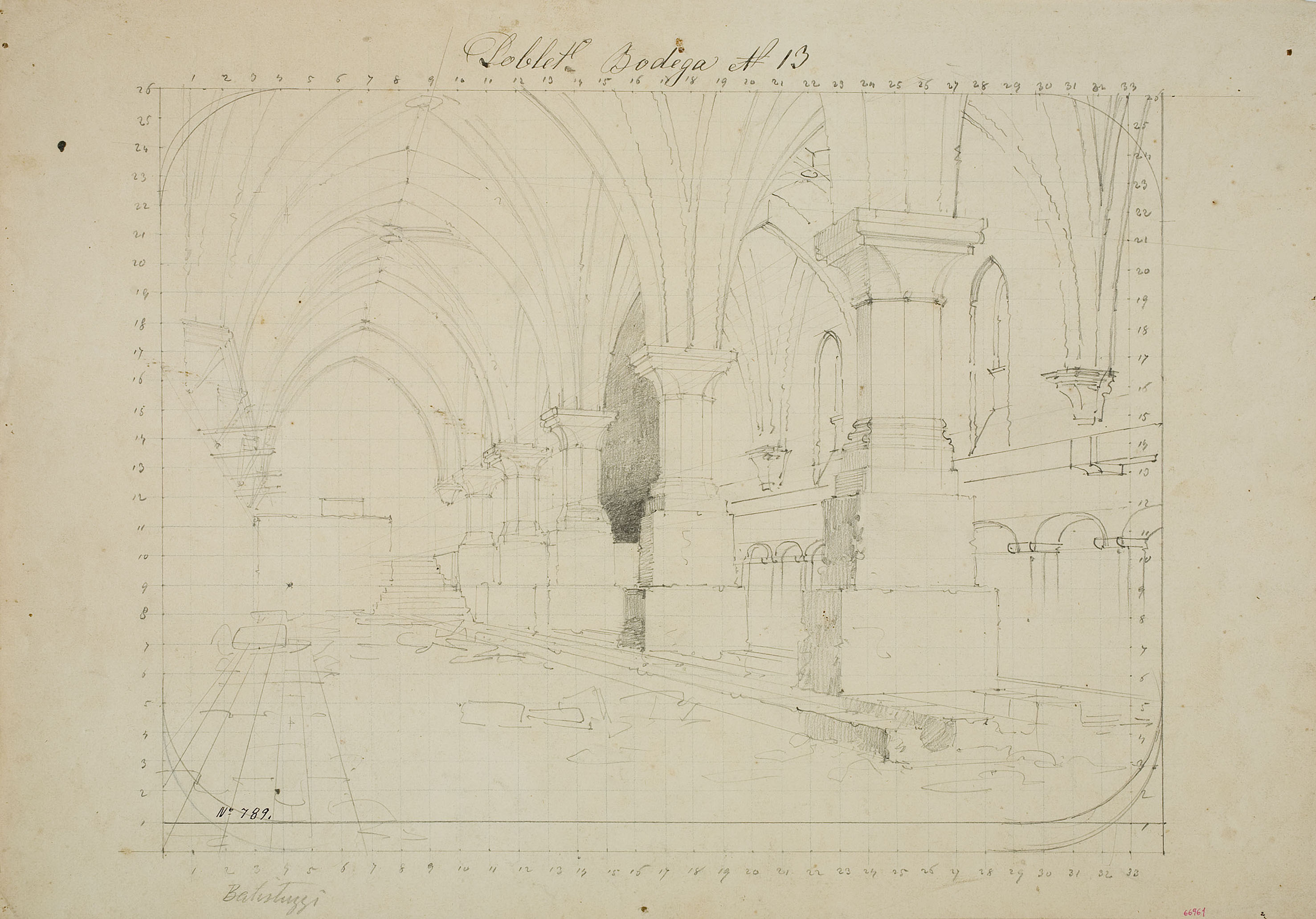 Achille Battistuzzi - Celler del monestir de Poblet (anvers) / Elements arquitectònics (revers) - Cap a 1870 image for: Achille Battistuzzi - Celler del monestir de Poblet (anvers) / Elements arquitectònics (revers) - Cap a 1870