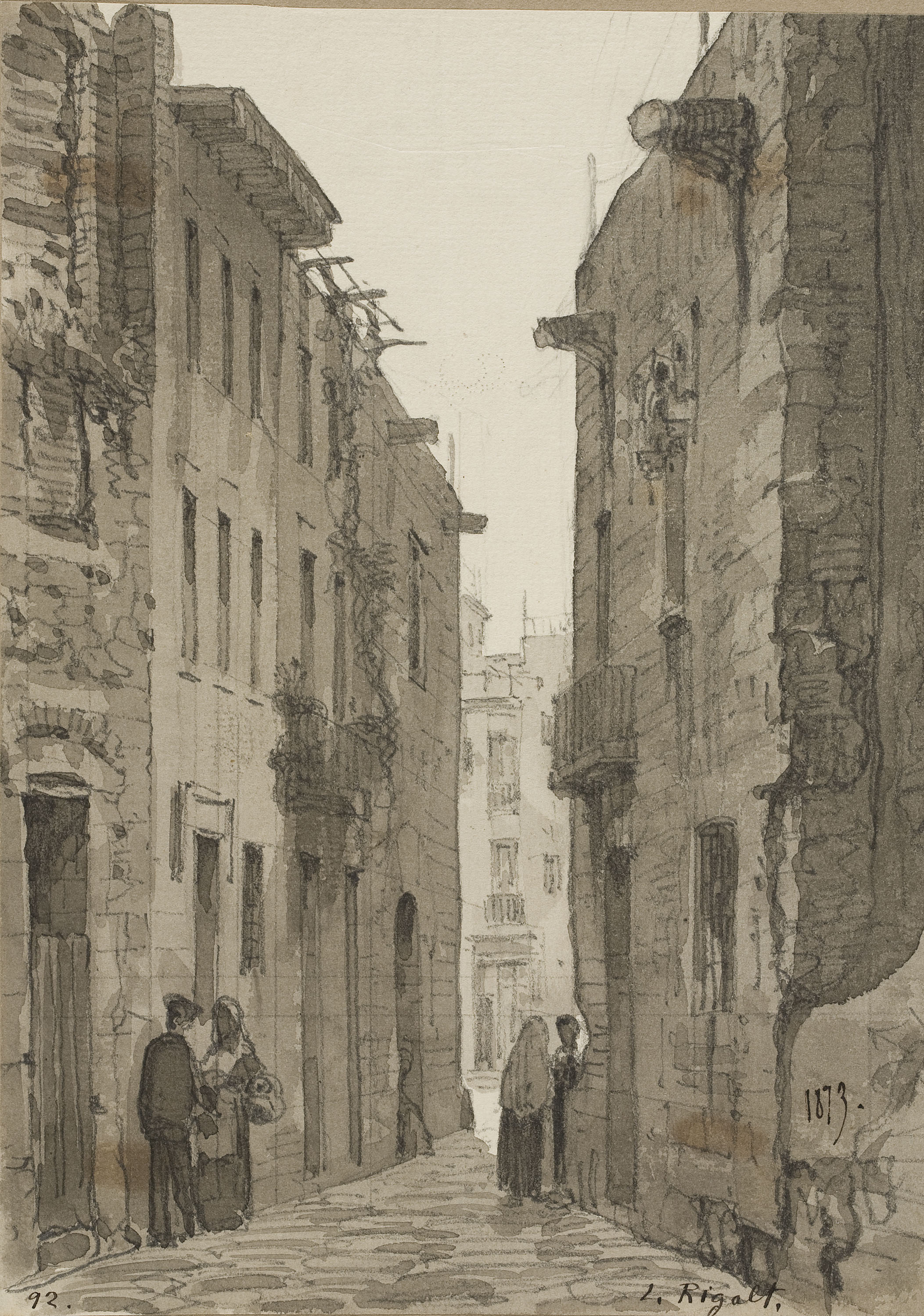 Lluís Rigalt - Vista d'un carreró - 1873 image for: Lluís Rigalt - Vista d'un carreró - 1873