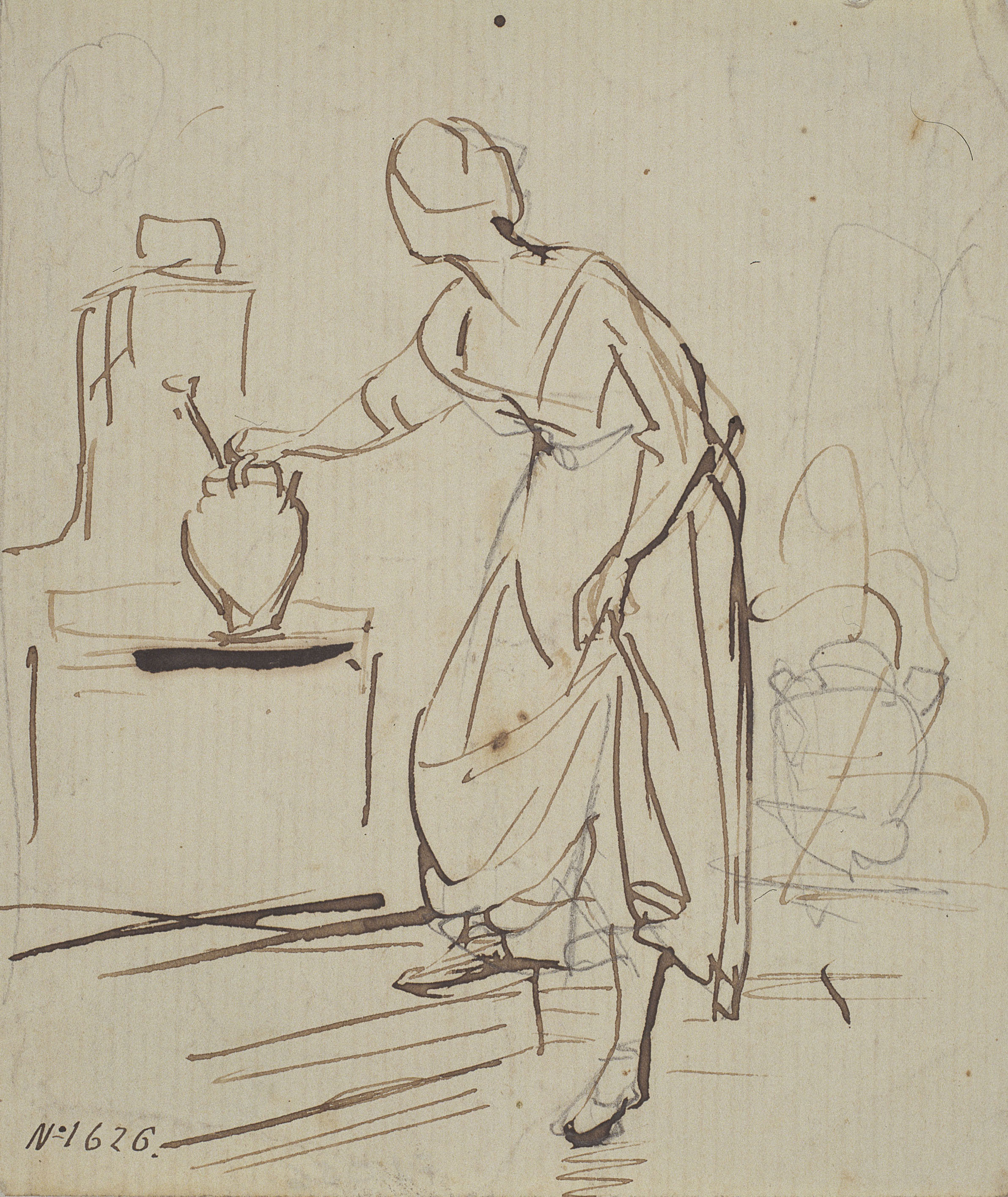 image for: Ramon Martí i Alsina - Dona omplint un càntir a la font - Cap a 1860-1865