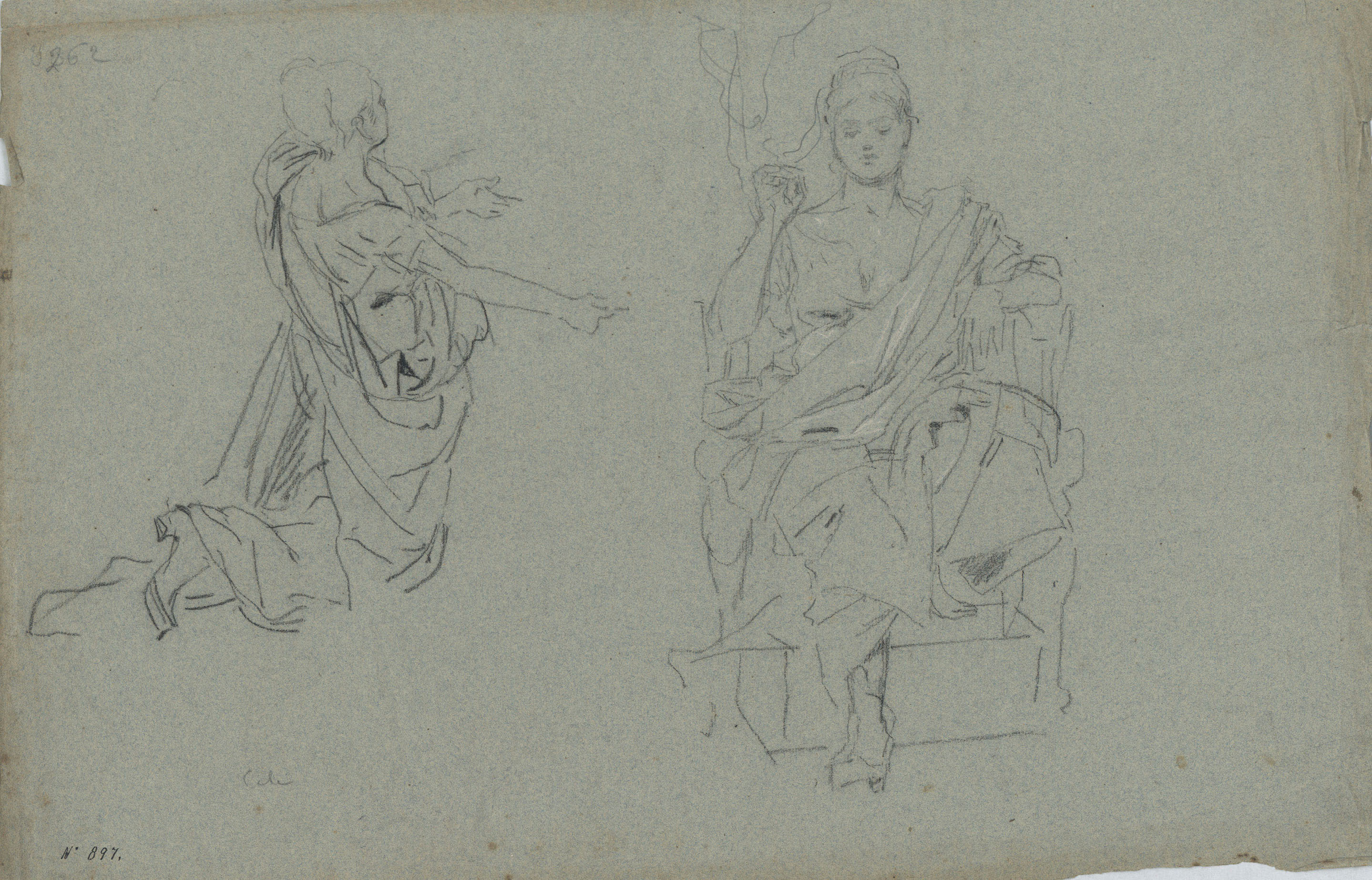 Antoni Caba - Estudi de figures al·legòriques per a la pintura «La Pau» (anvers) / Estudi de figures al·legòriques per a la pintura «La Pau» (revers) - Cap a 1876 image for: Antoni Caba - Estudi de figures al·legòriques per a la pintura «La Pau» (anvers) / Estudi de figures al·legòriques per a la pintura «La Pau» (revers) - Cap a 1876